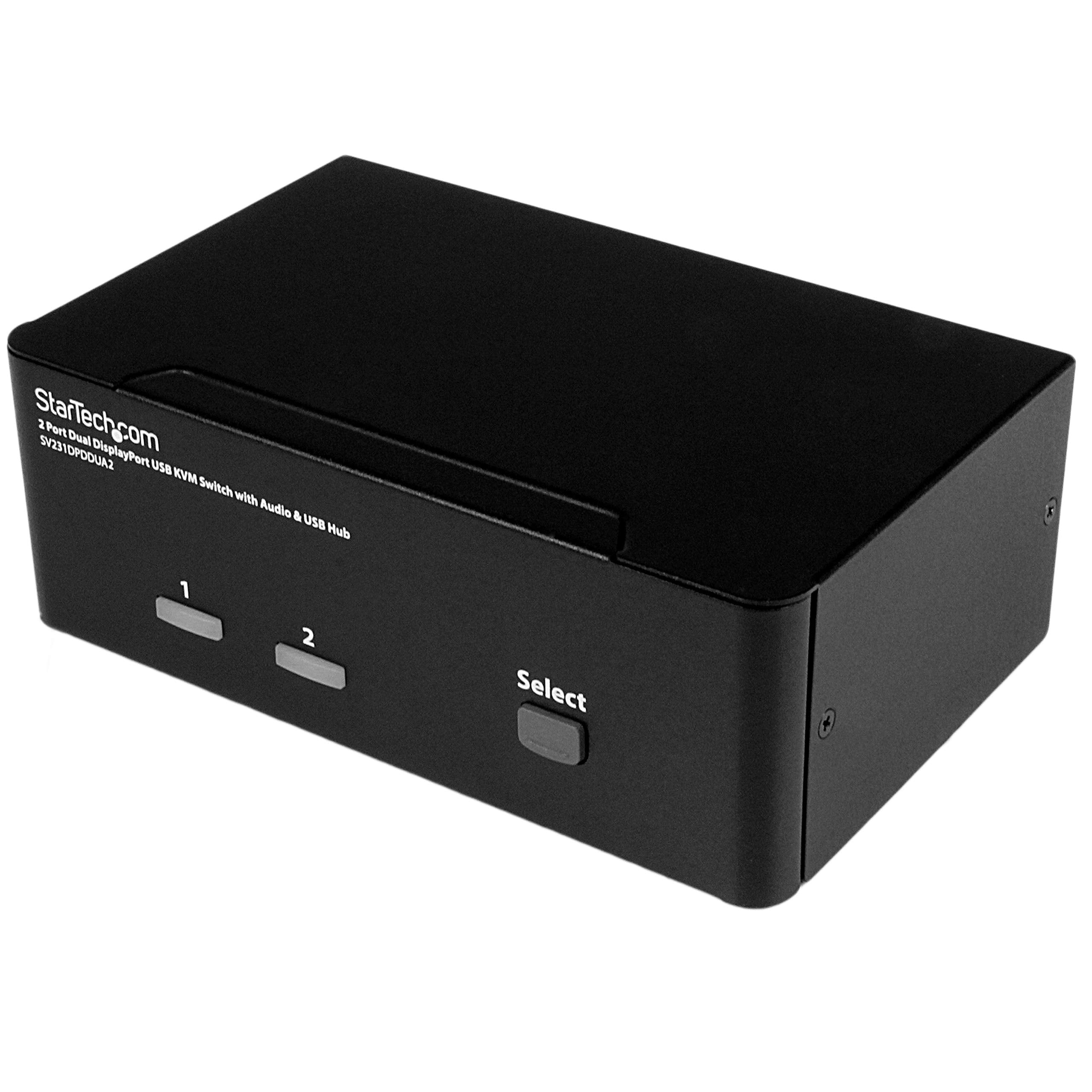 Startech.Com 2 Port Displayport Kvm Switch   Dual Monitor   4K 60   With Audio & Usb Peripheral Support   Dp 1.2   Usb Hub (Sv23