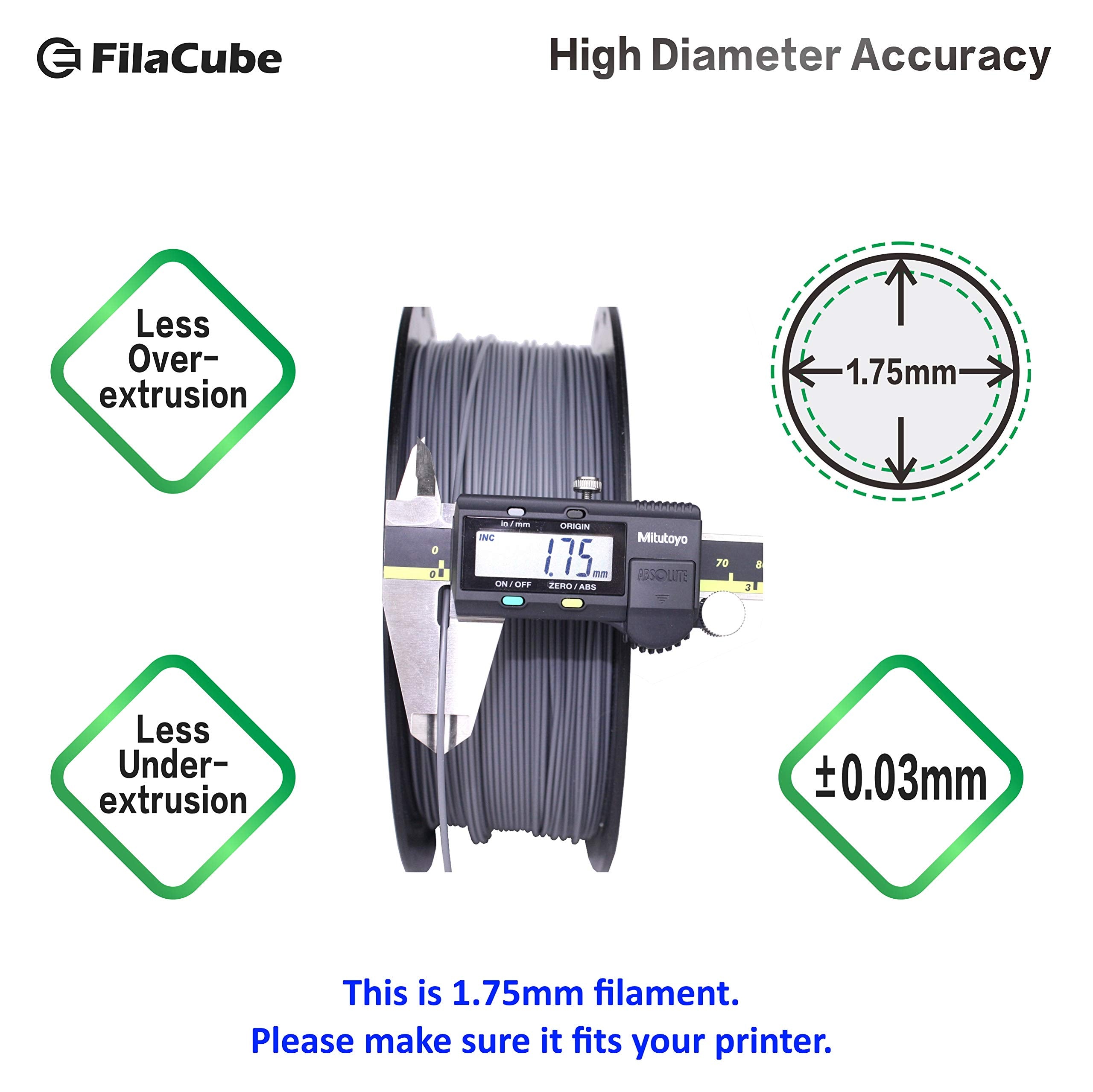 Gray Tough Strong Professional Pla Filament, Filacube Grey Ht Pla+ High Temperature Pla Plus 1.75Mm 3D Printer Filament, Tolerat