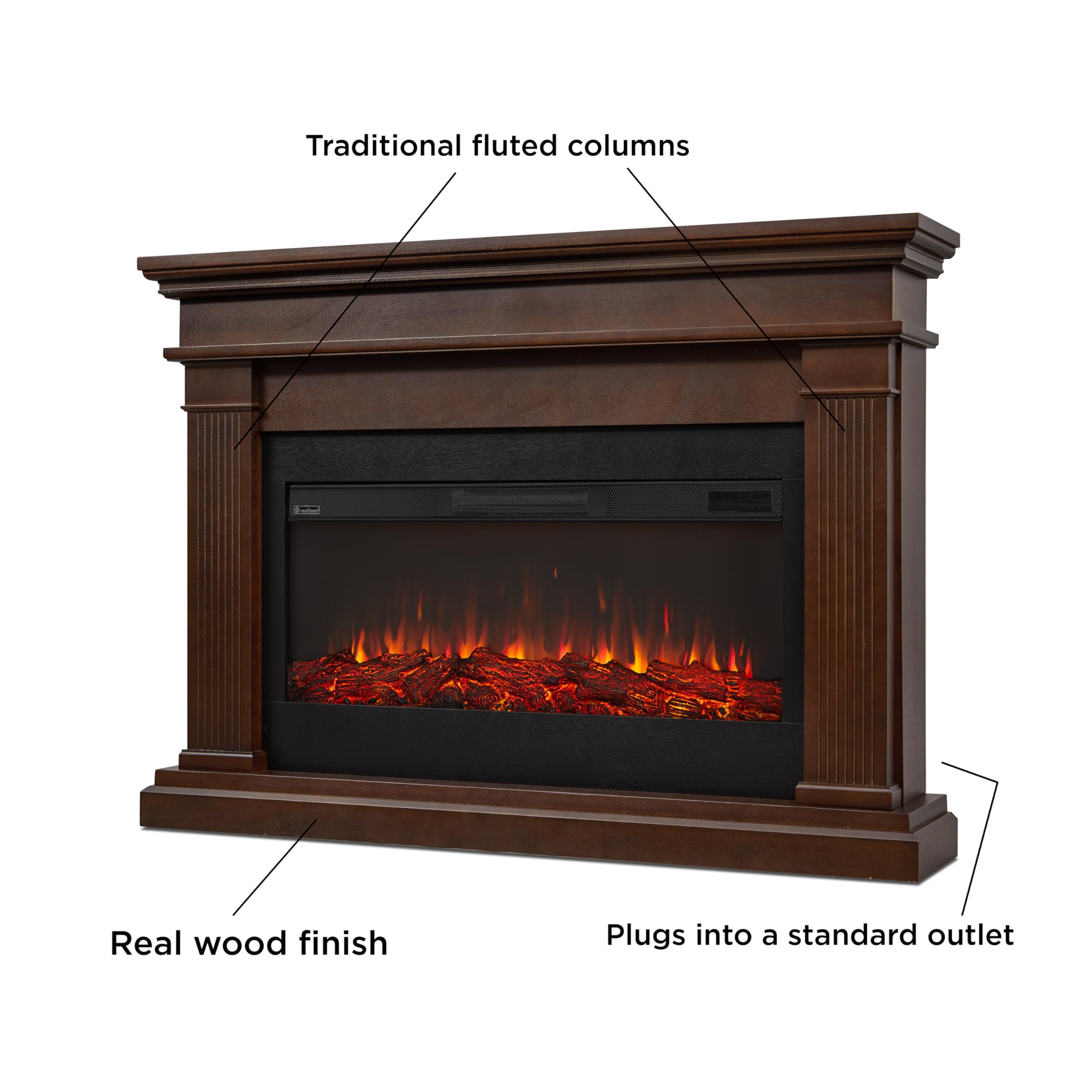 Beau 59'' Landscape Electric Fireplace In Dark Walnut By Real Flame