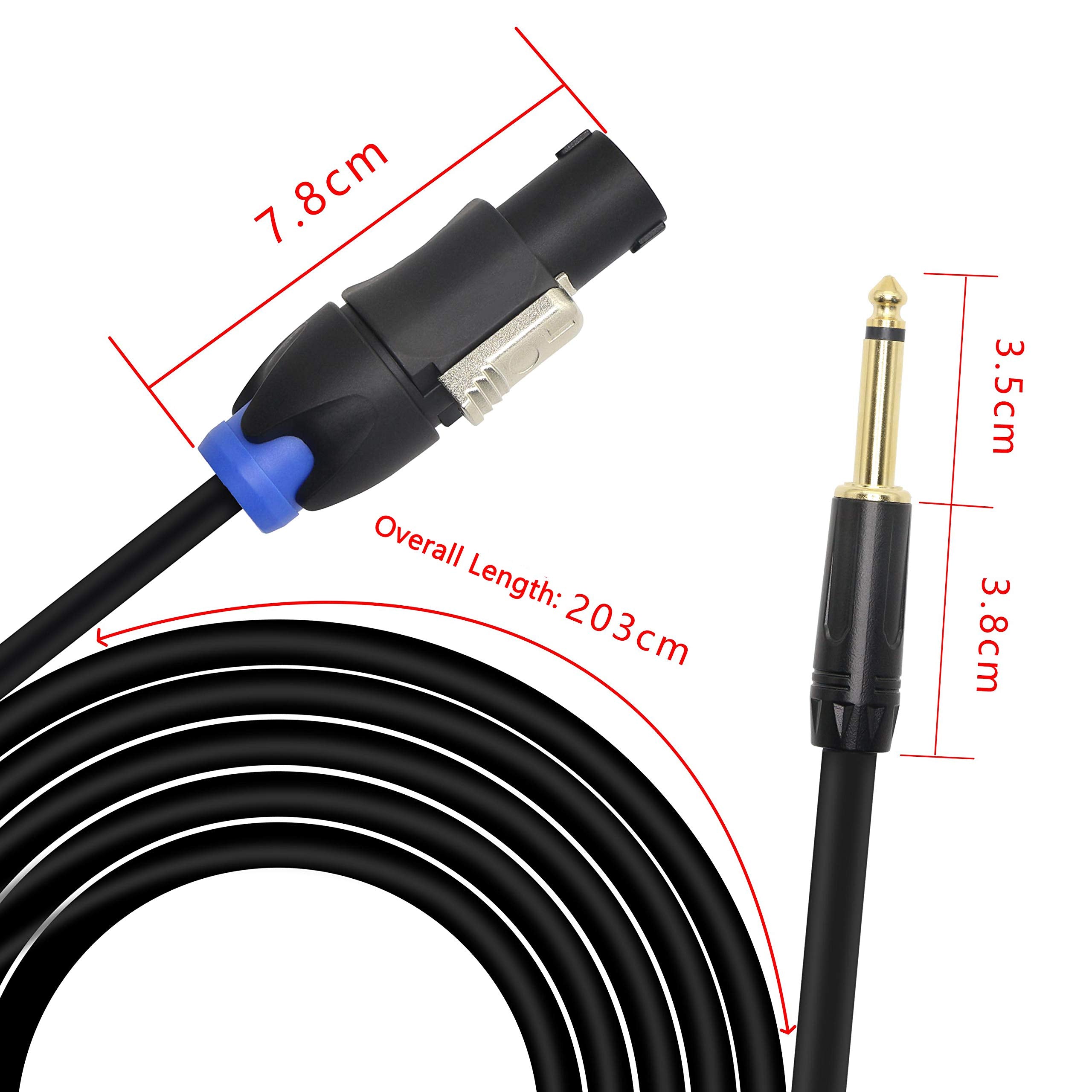 Xmsjsiy Speakon To 1/4'' Mono Speaker Cable, 6.35Mm Ts Plug To Speakon Male Speaker Wire 14 Gauge Audio Amplifier Connection Cor