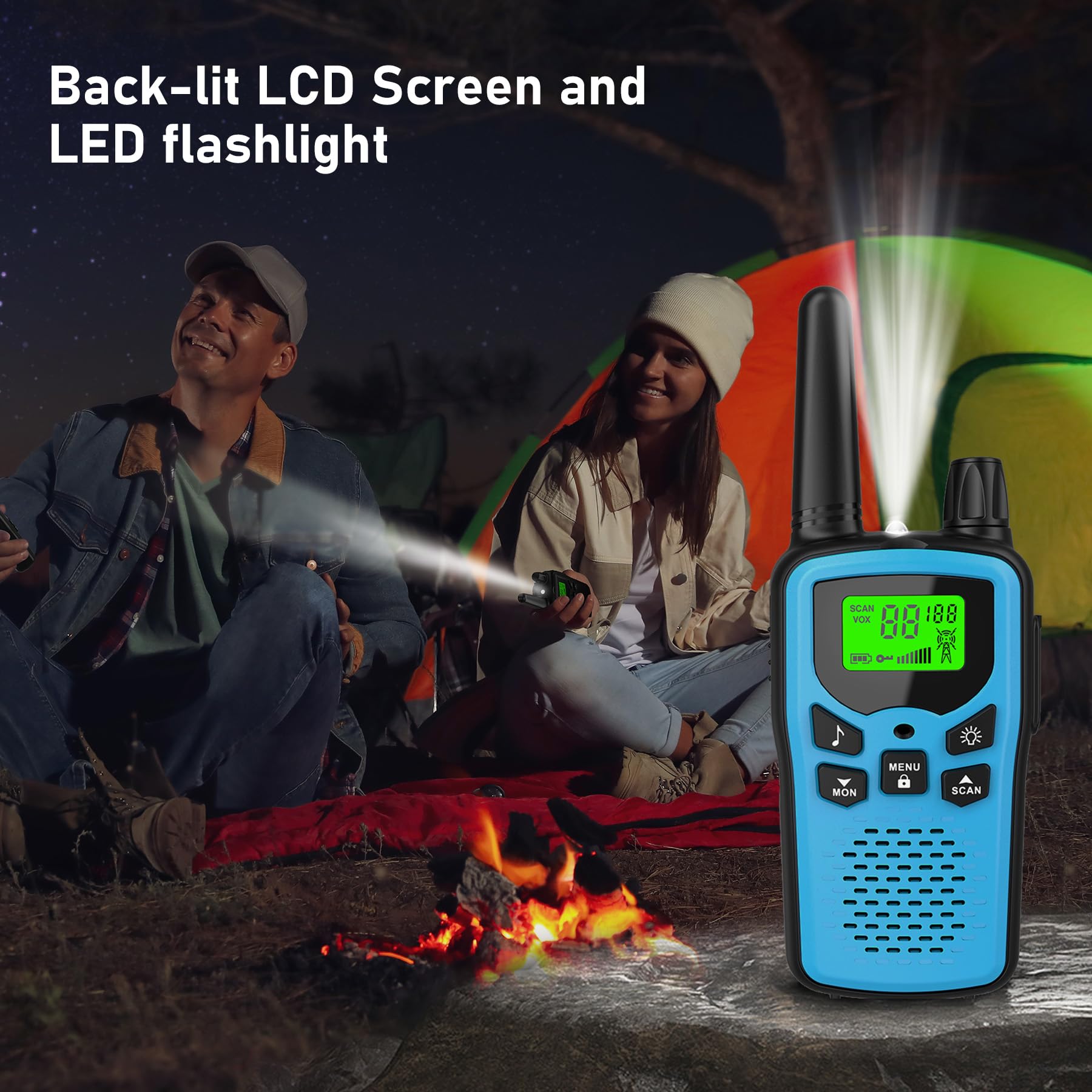 Walkie Talkies,Erelis Long Rang Walkie Talkies With 22 Frs Channels,Walkie Talkies For Adults With Lamp,Vox,Lcd Display For Outd