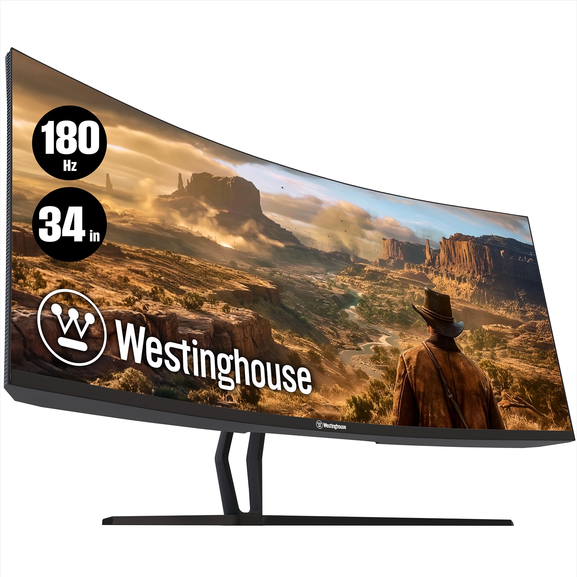 Westinghouse 34 Inch Curved Ultrawide Gaming Monitor, 180Hz, Amd Freesync Support, Low Motion Blur, 1500R Curve, 3440 X 1440, Fo