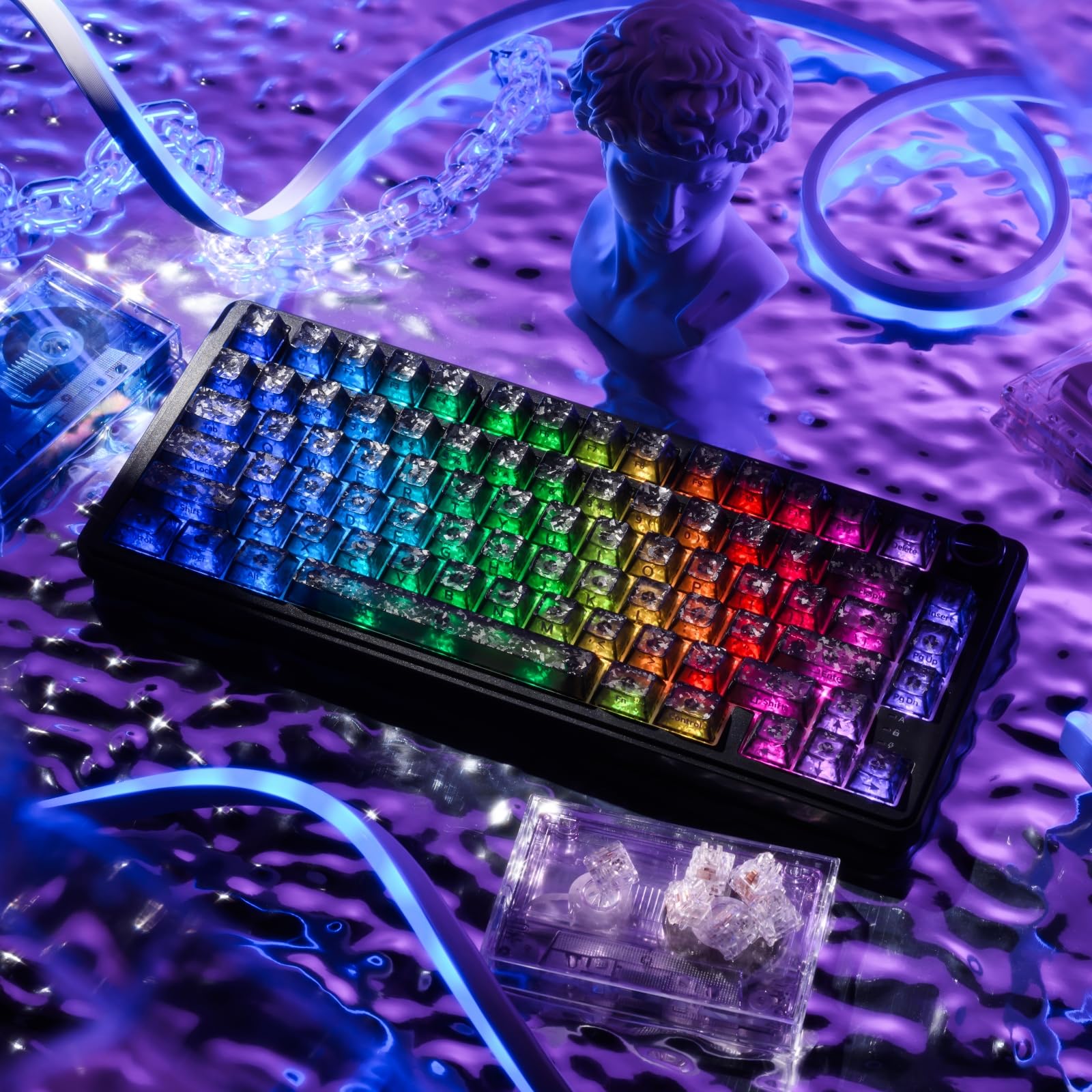 HITIME XVX M75 75% Wireless Gaming Mechanical Keyboard, BT5.0/2.4GHz/USBC,Hot Swappable Creamy Switches, Gasket Structure,RGB B
