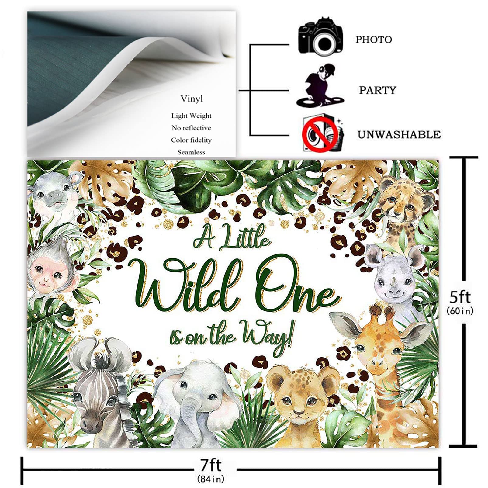 Avezano Safari Baby Shower Backdrop A Little Wild One Is On The Way Jungle Safari Baby Shower Party Decorations Woodland Theme B