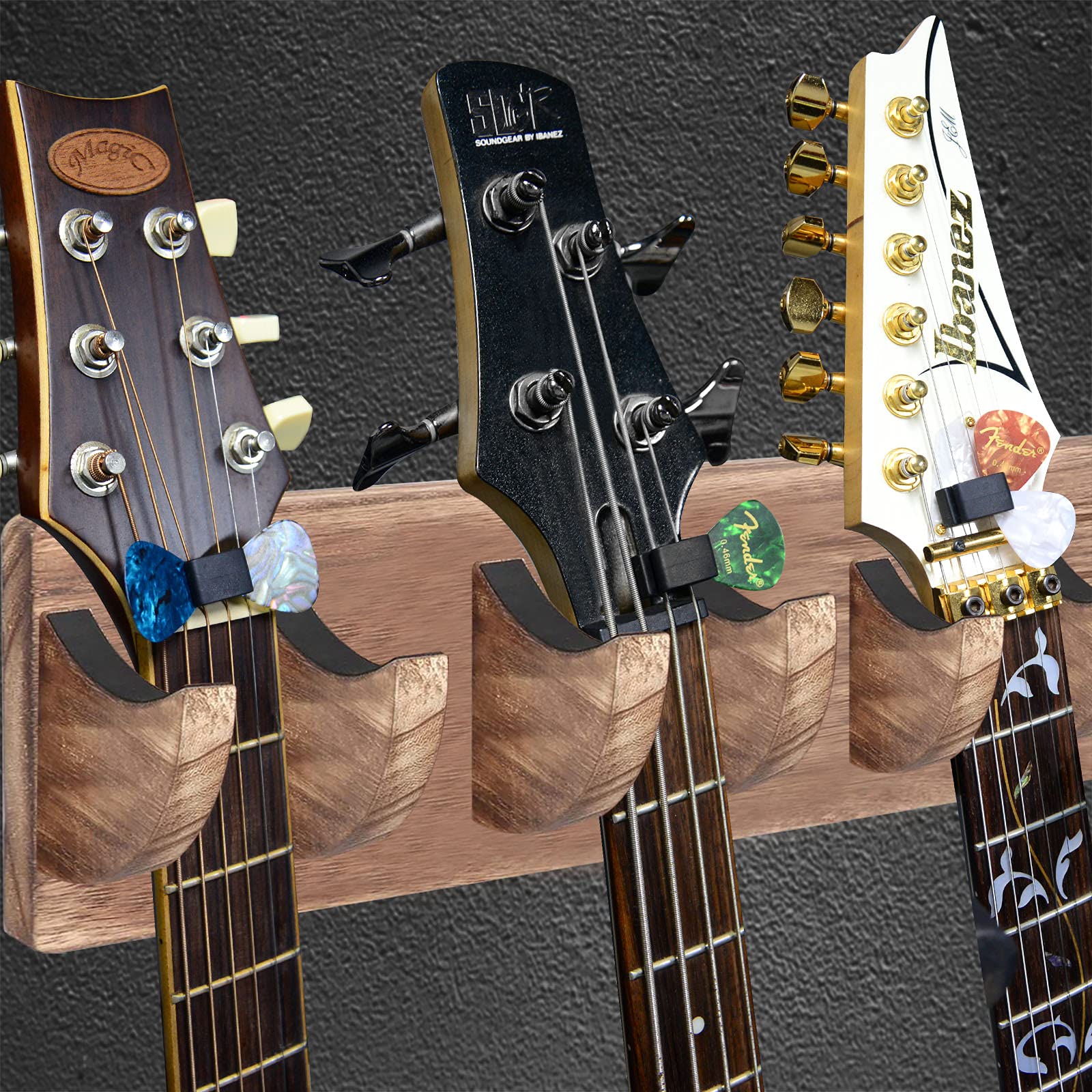 Linkidea 6 Pack Rubber Guitar Headstock Pick Holder, Pickholder For Guitar, Bass, Ukulele (Black)