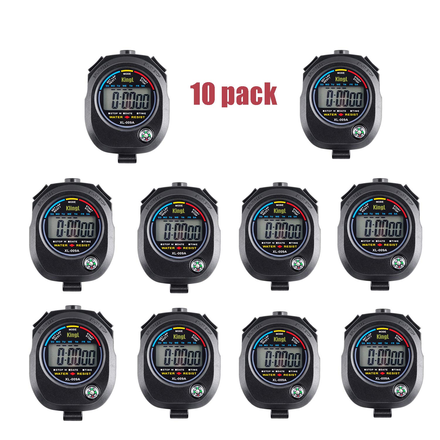 Kingl Digital Stopwatch Timer   Interval Timer With Large Display (Stopwatch*10)