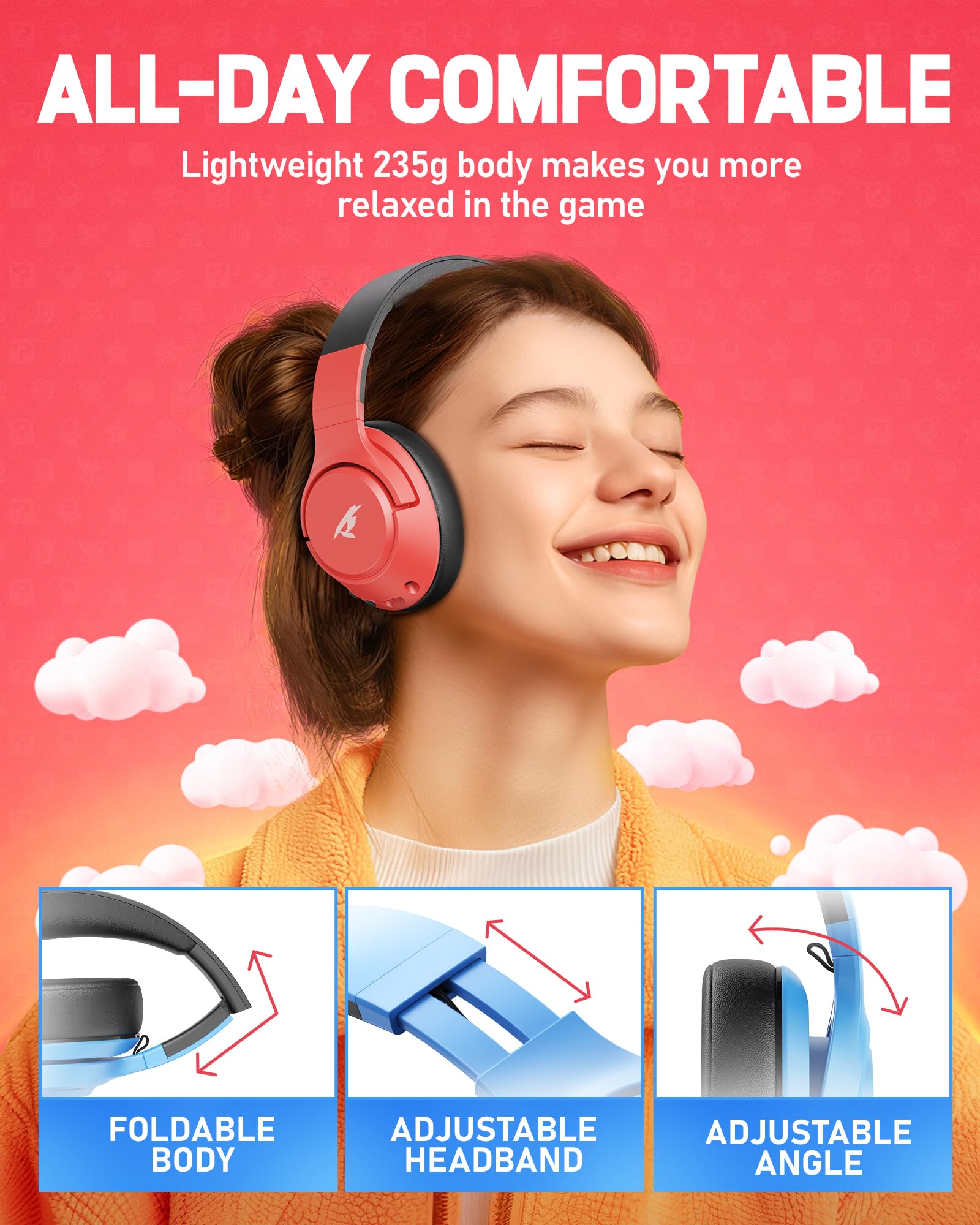 Cg 01 2.4Ghz Wireless Gaming Headset For Nintendo Switch?Oled?Lite, Bluetooth 5.4 Gaming Headphones With Noise Cancelling Microp