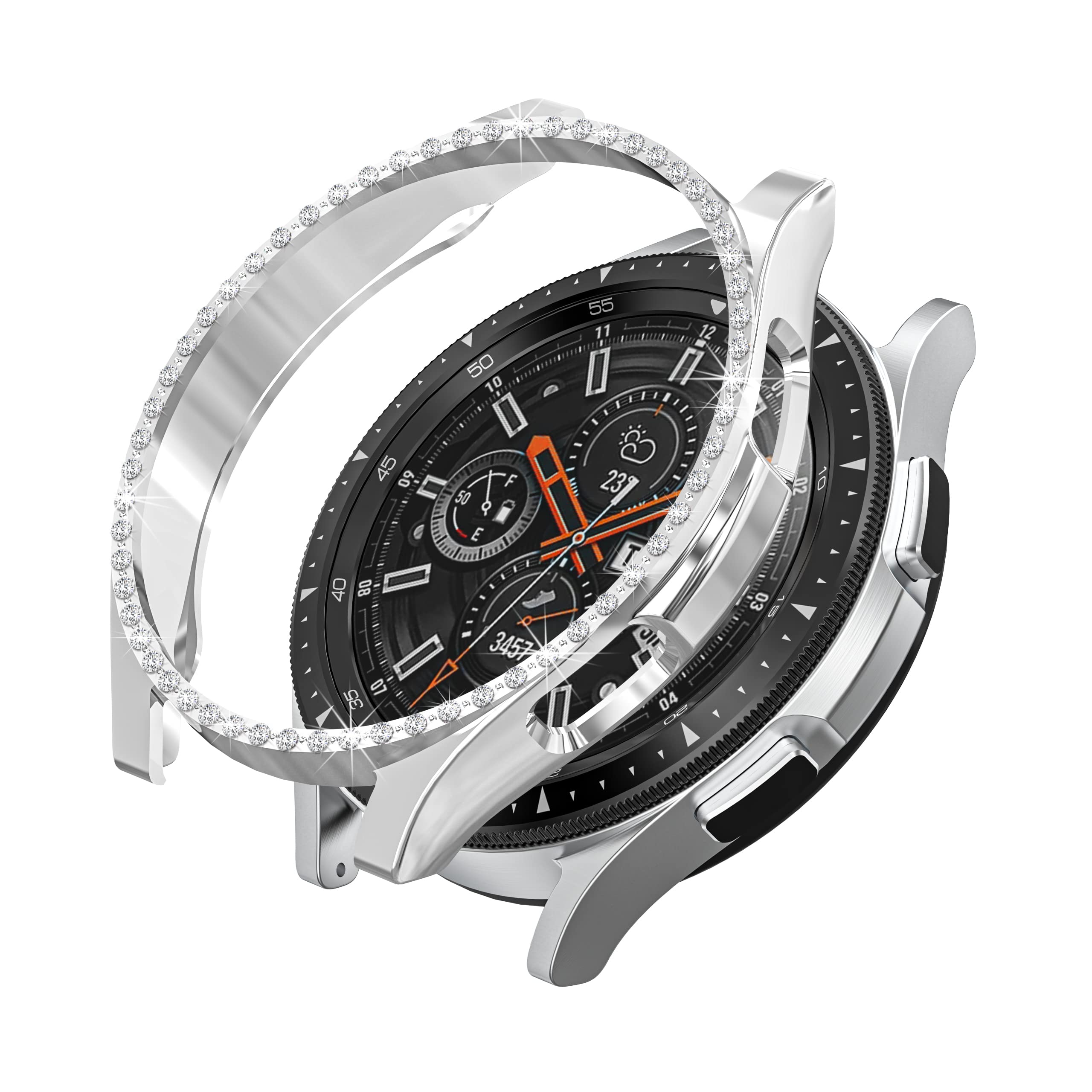 Aisports 2 Pcs Compatible For Samsung Galaxy Watch 4 Classic 42Mm Case For Women, Hard Pc Edge Bumper Case Bling Crystal Diamond