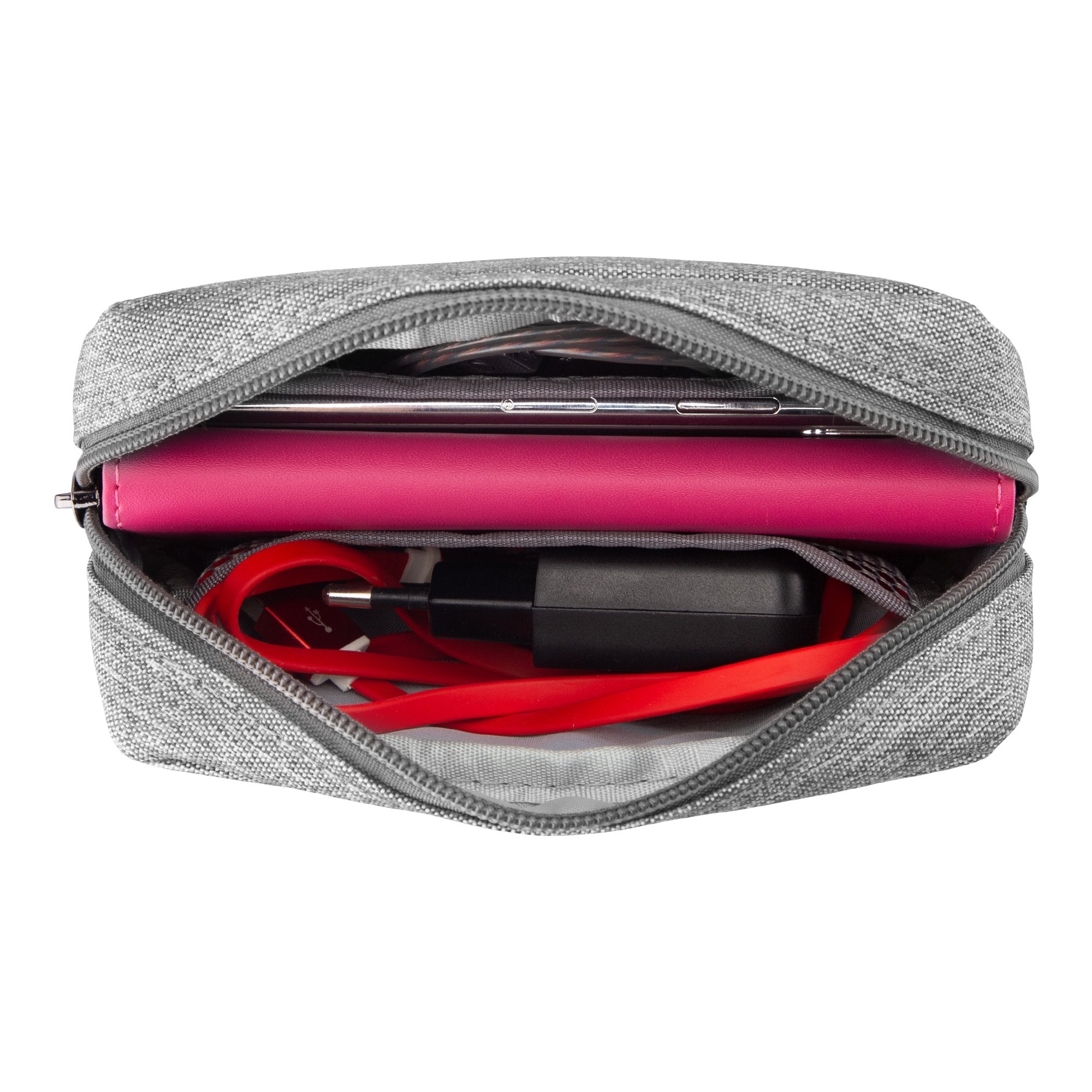 E Tree 7 Inch Canvas Zippered Small Bag, Mini Travel Makeup Carrying Case, Cosmetic Bag, Portable Electronics Accessories Organi