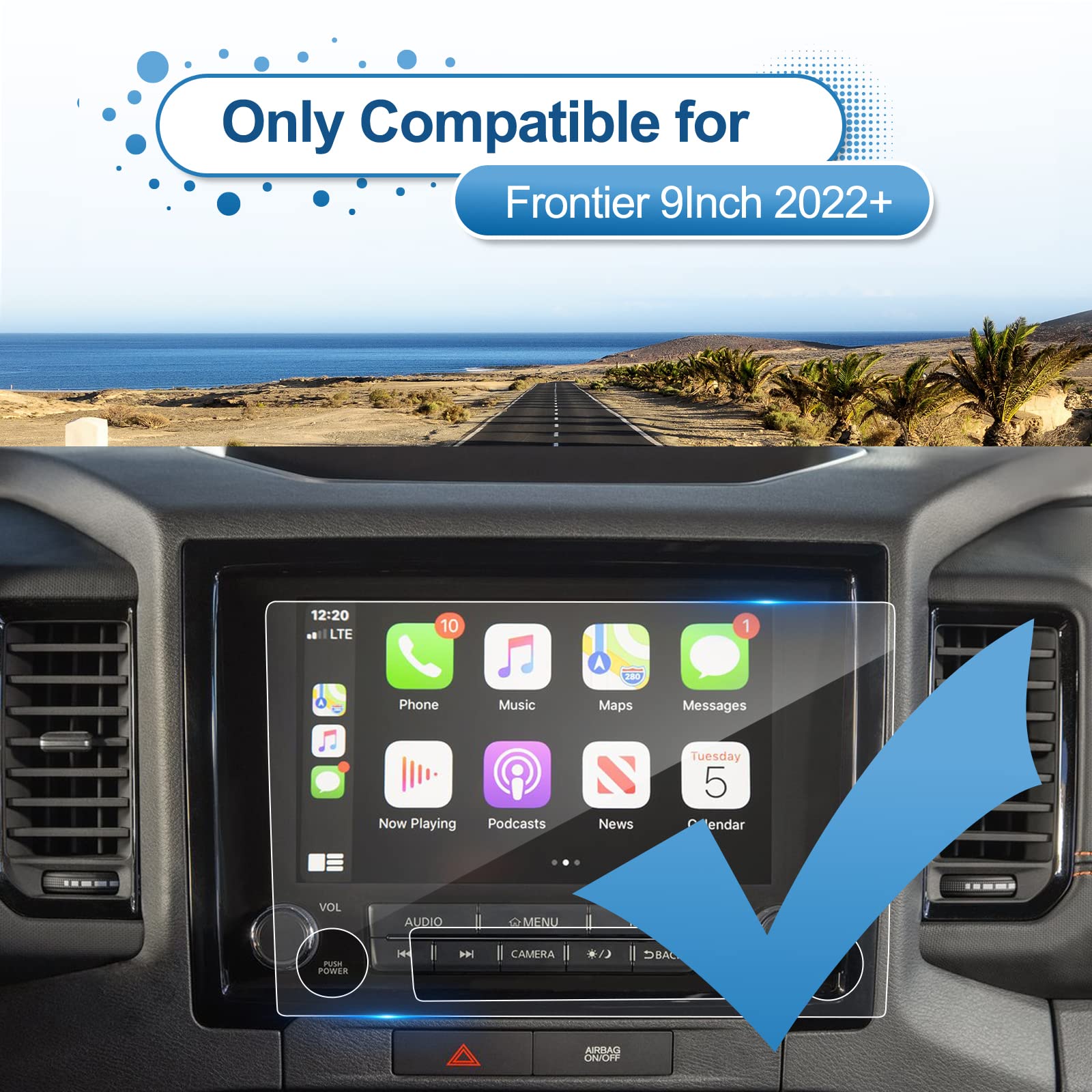 Coleya (Updated) 2022 2023 2024 Frontier Screen Protector For Nissan Frontier (Pro X/Pro 4X) 9 Inch Touch Screen, 9H Tempered Gl