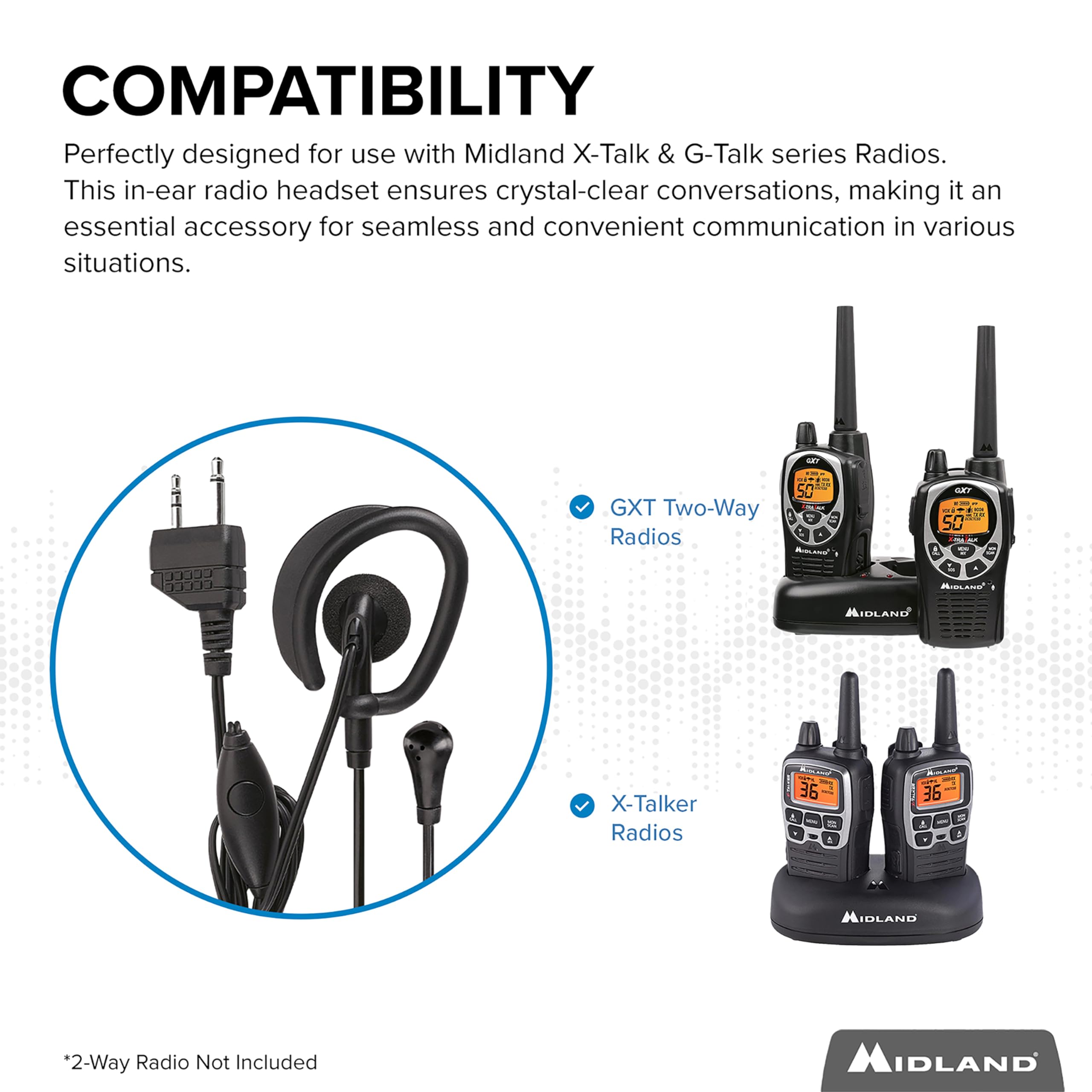 Midland�� Avp 1 Headset � Over The Ear Headphones With Extended Boom Microphone � Comfortable Headset For All Gmrs Midland� Two Way Radios And Walkie Talkies