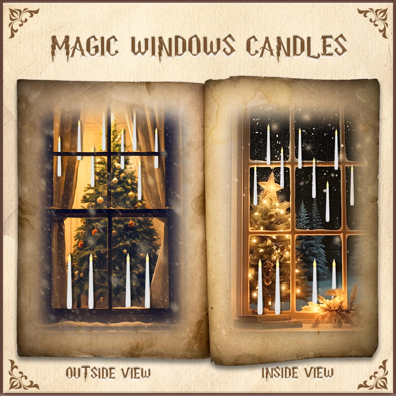 Lezonic Floating Candles With Wand Remote, Set Of 12 Magic Flameless Candles Battery Operated, Flikering Hanging Led Taper Candl