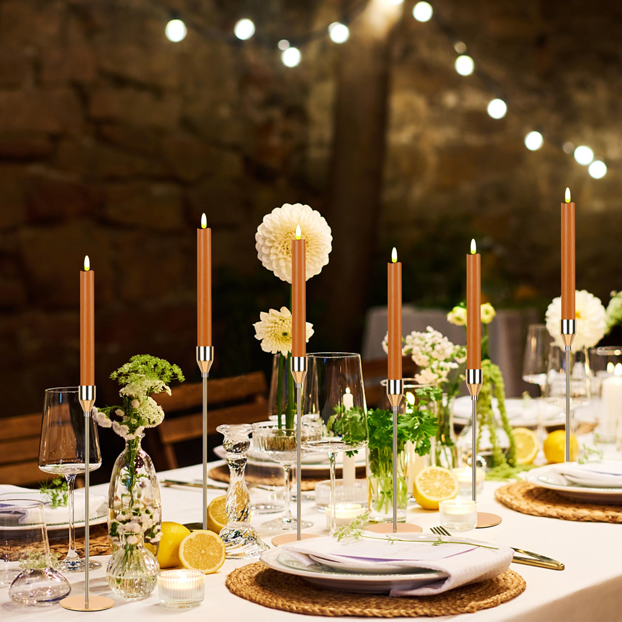 Cvhomedeco. Real Wax Flameless Taper Candles With 10 Key Remote, Battery Operated Led Flickering 3D Wick Light Window Candles Ho