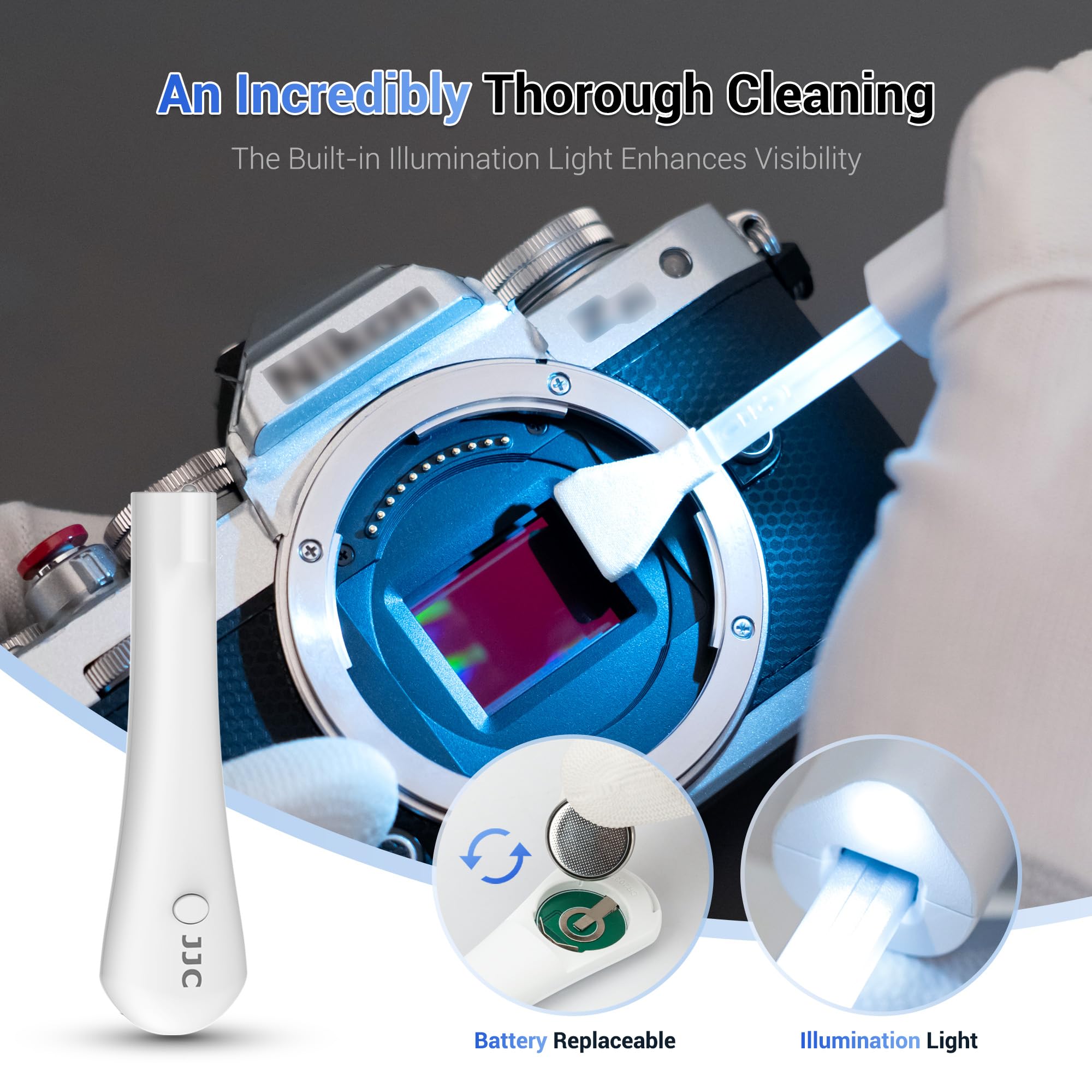 Upgraded Camera Sensor Cleanning Kit Cleaner Set With Bright Built In Light Cleaning Handle & 10Pcs 16Mm Aps C Sensor Cleaning S