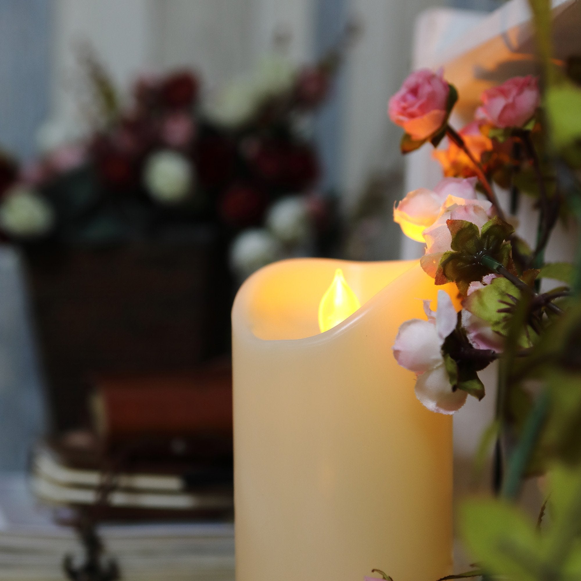 Flameless Outdoor Waterproof Led Pillar Candle With Remote Timer Battery Operated Flickering Resin Candle Light For Halloween Ch