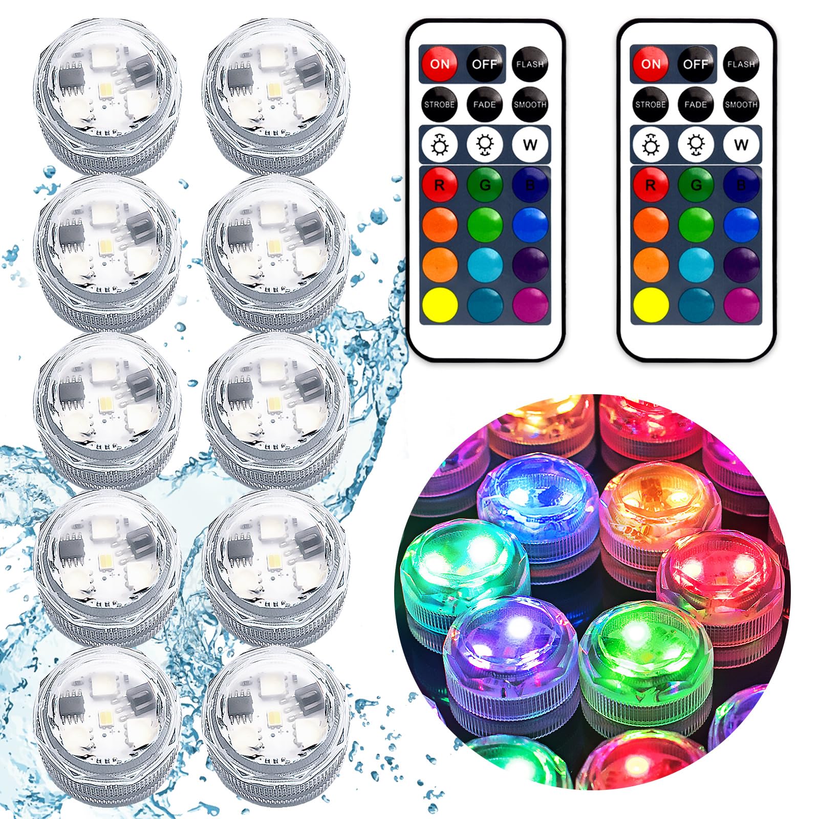 Mini Submersible Led Lights, Waterproof Led Tea Lights Candle With Remote Battery Operated,Rgb Color Changing For Vase Home Part
