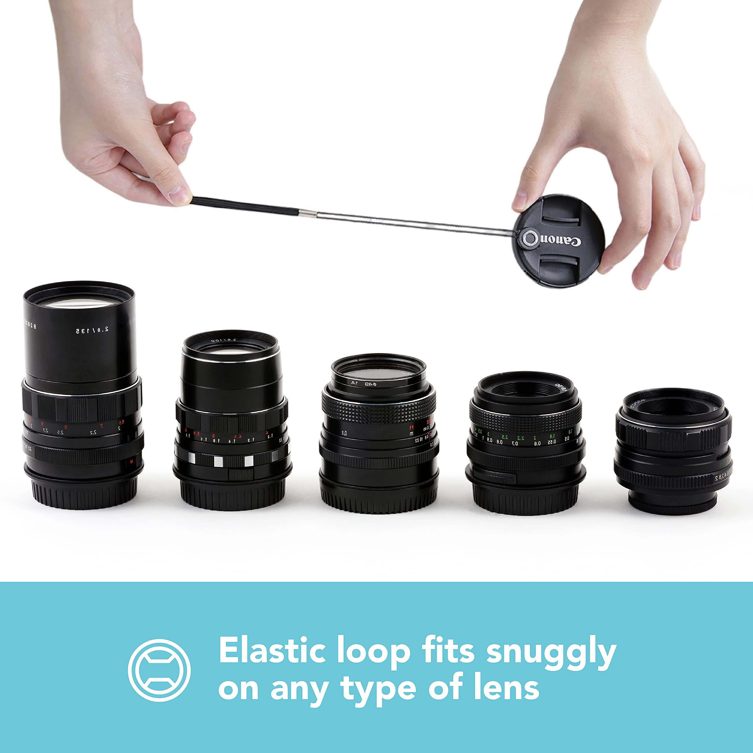 Foto&Tech Camera Lens Cap Leash With Elastic String, Compatible With Universal Dslr Slr Evil Mirrorless Cameras Video (X3)
