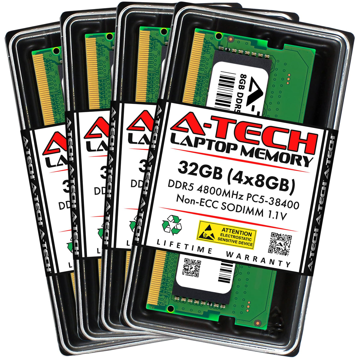 A Tech 32Gb Kit (4X8Gb) Ddr5 4800Mhz Pc5 38400 Cl40 Sodimm 1.1V Non Ecc Unbuffered So Dimm 262 Pin Laptop Ram Memory Upgrade Mod