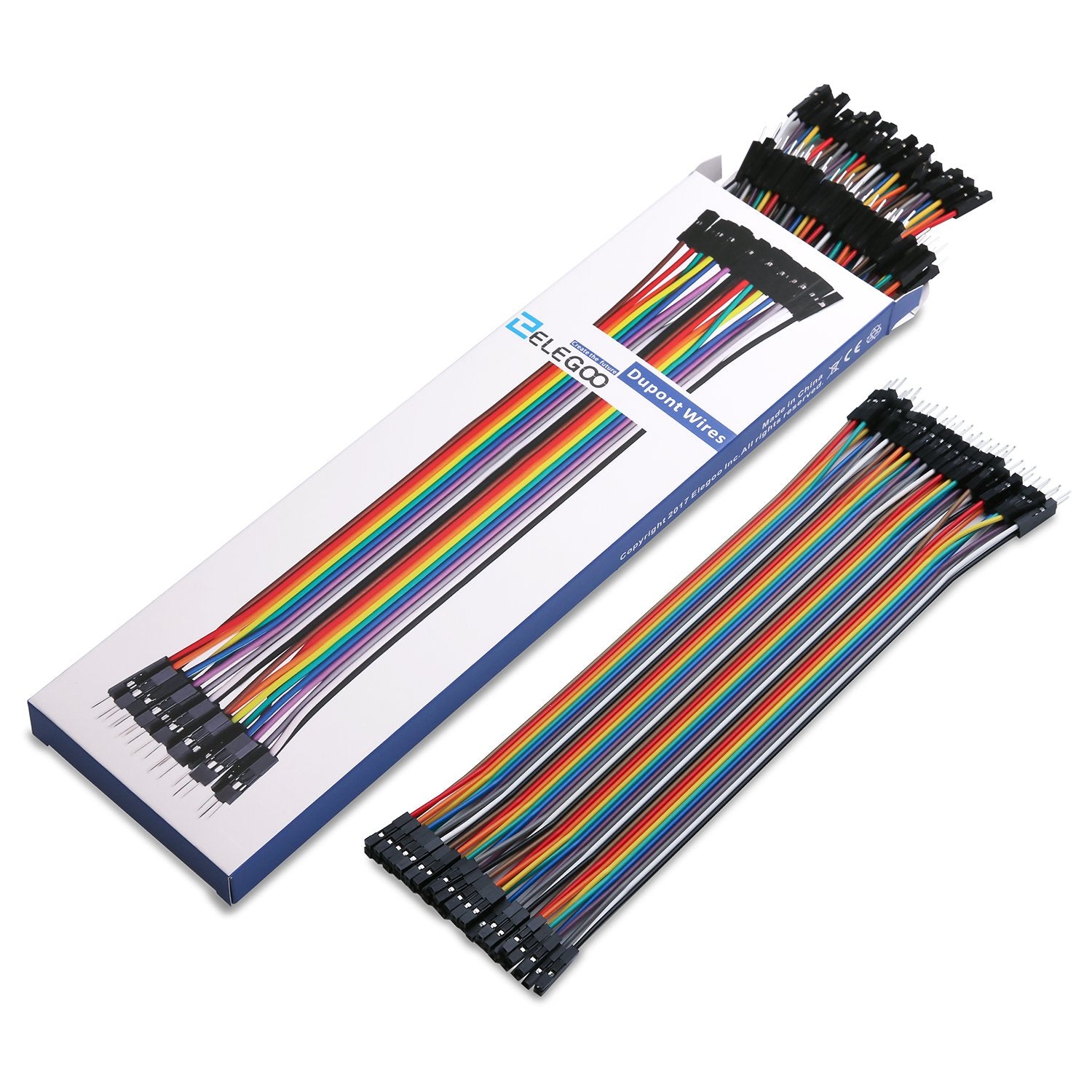 Elegoo 120Pcs Multicolored Dupont Wire 40Pin Male To Female, 40Pin Male To Male, 40Pin Female To Female Breadboard Jumper Ribbon