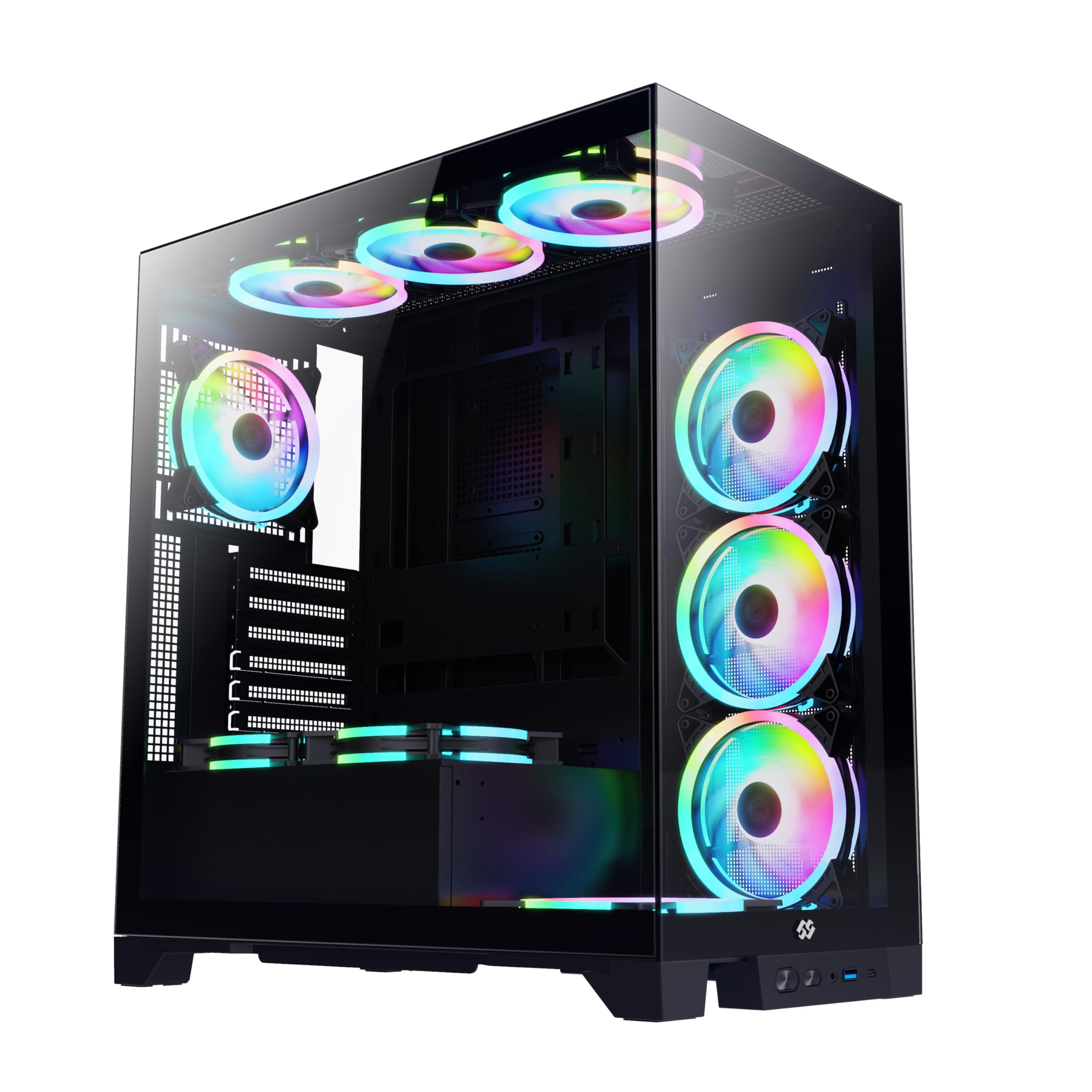 Bluegears Bgears b-Pellucid ATX Gaming PC Case. Front and Side Tempered Glass Design with Built in USB C Port. (Fans are Sold Se