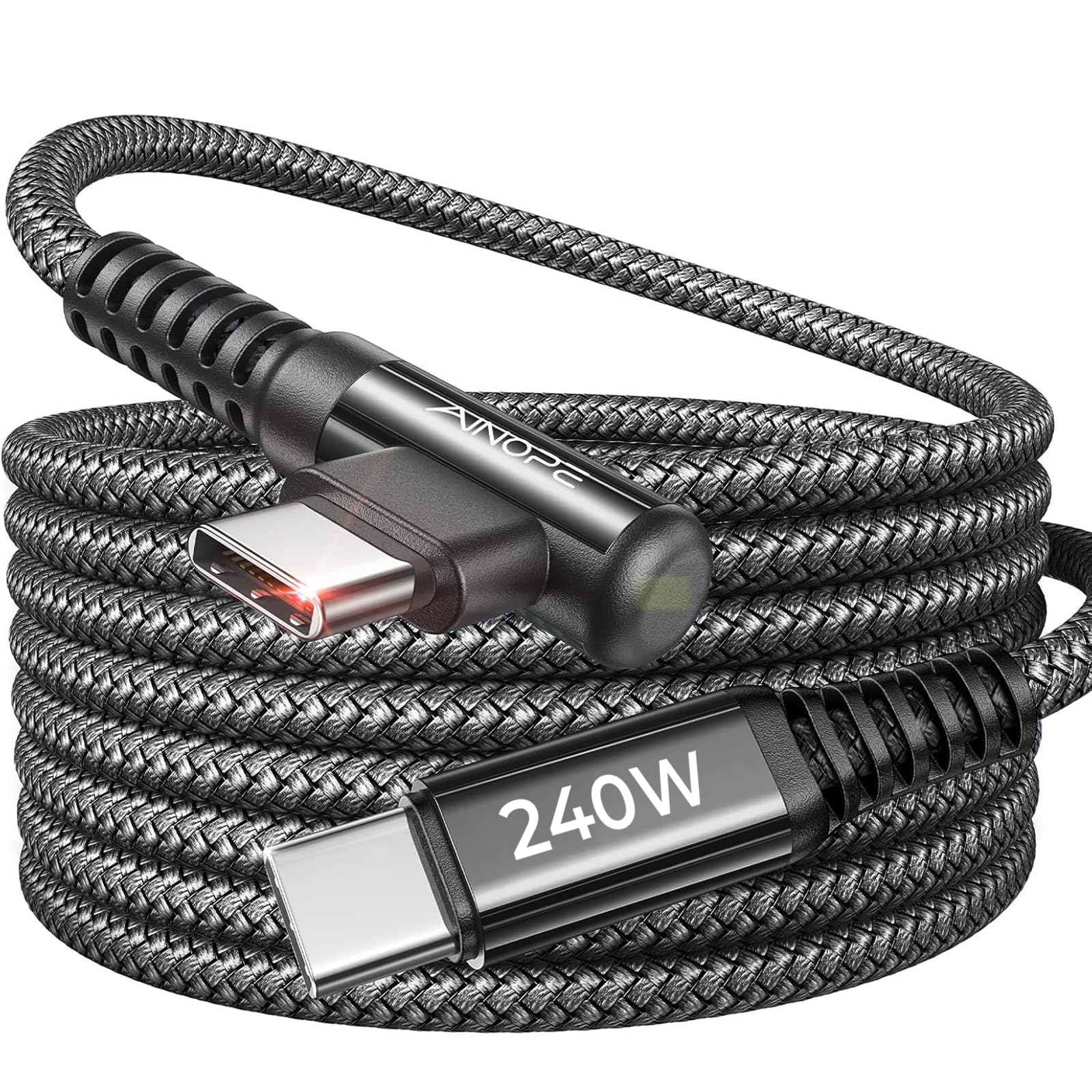 Ainope 240W Usb C To Usb C Cable Fast Charging 15Ft,Right Angle Fast Type C Charging Cable Fits Iphone 16 Pro Max Plus,Iphone 15
