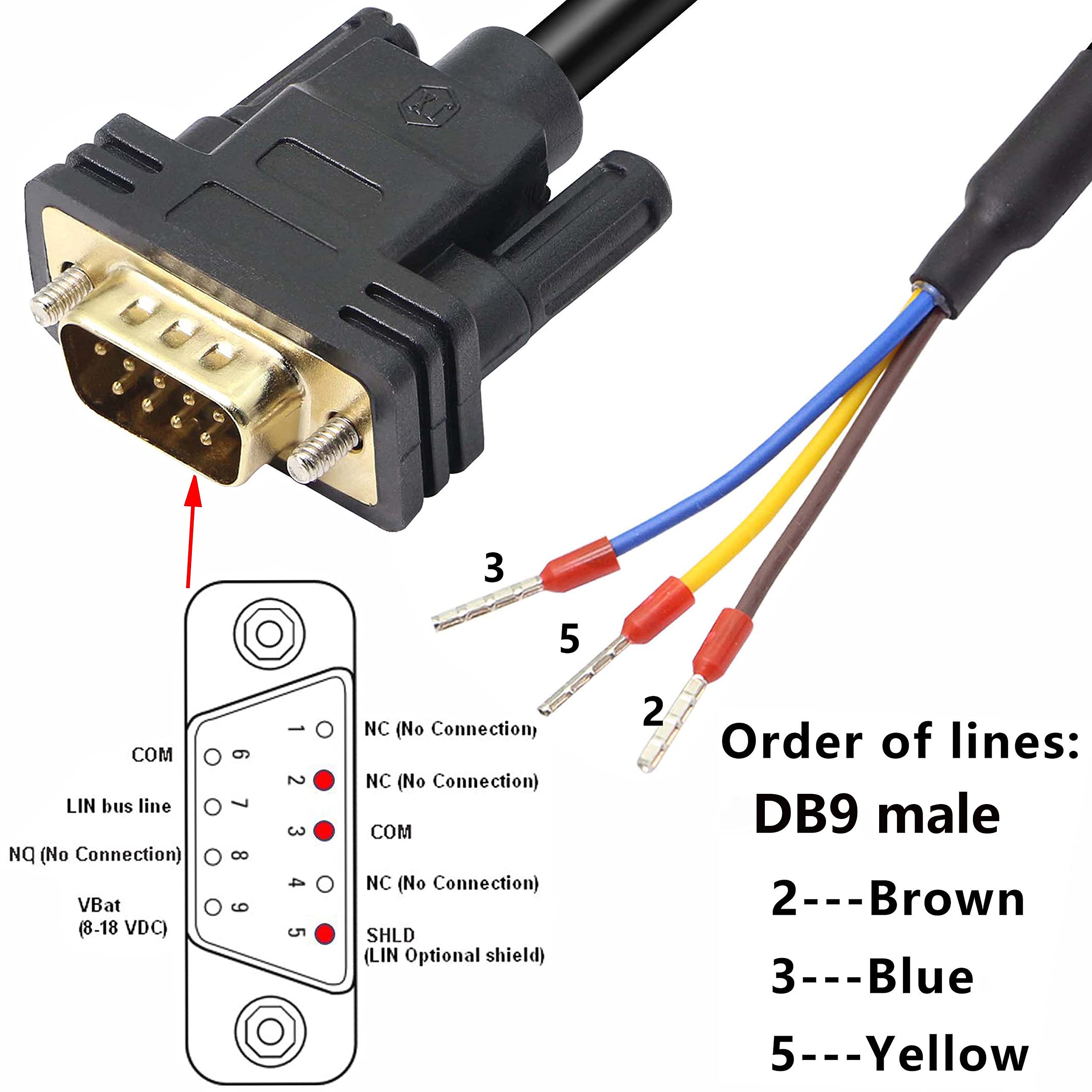 Xmsjsiy Db9 Connector Rs232 Serial Port Cable Db9 Adapters Solderless 9 Pin Com Port Breakout Replacement Cable Order:235 (Male)