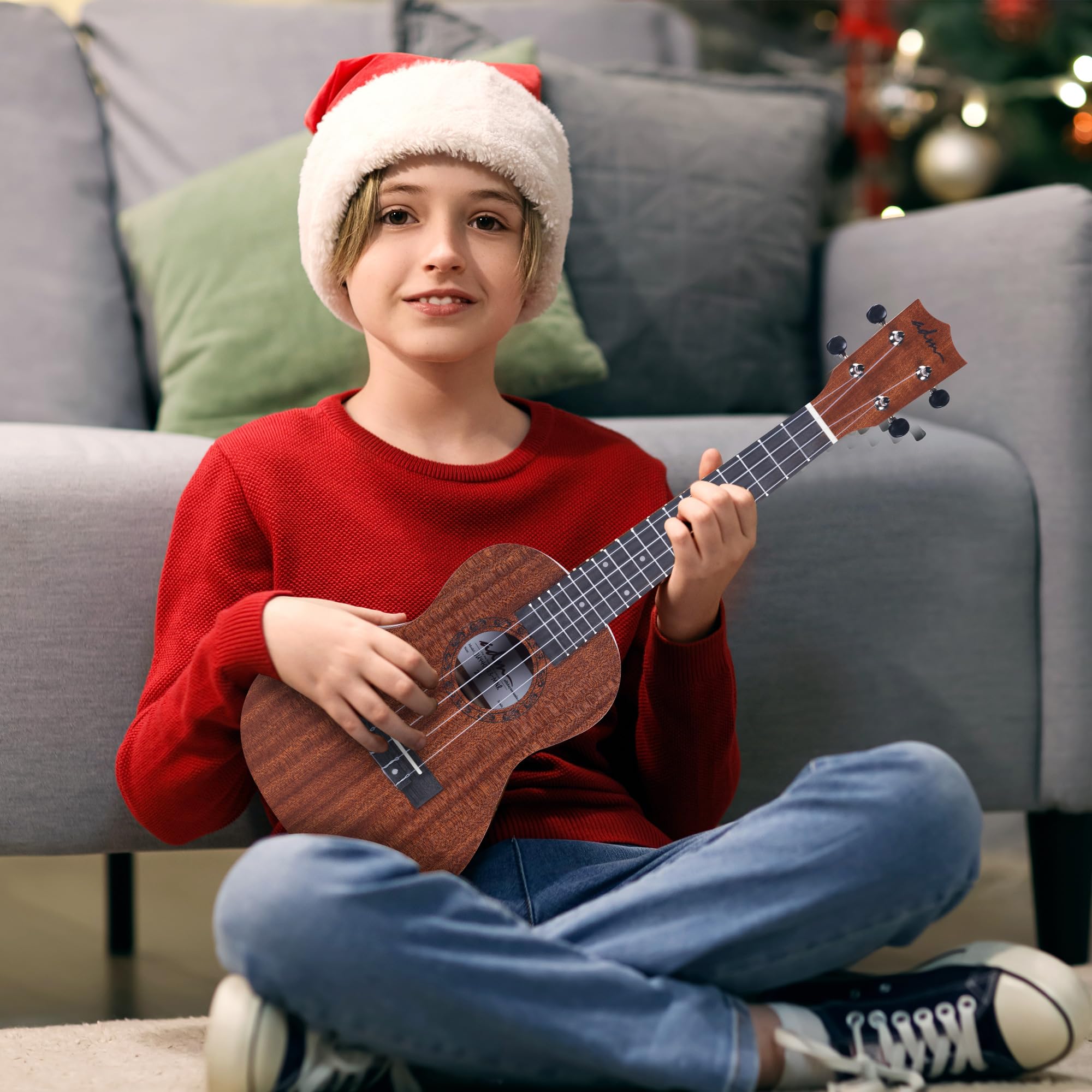 Adm Concert Ukulele Beginner Kit Mahogany Hawaiian Wood Ukelele Bundle Ukalalee Set With Uke Free Starter Lessons For Kids Stude