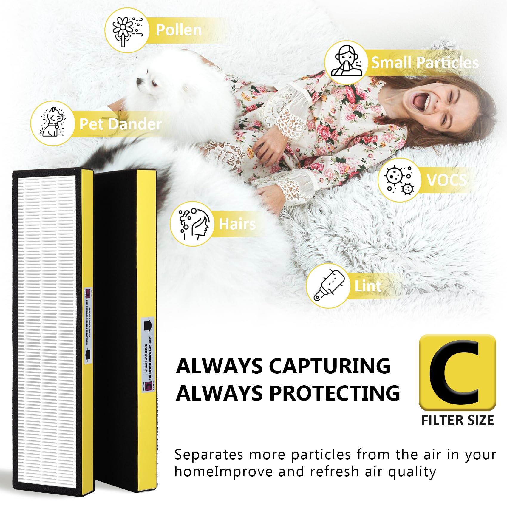 3 Pack Flt5000 True Hepa Replacement Filter C For G-Guardian Purifiers: Ac5000, Ac5000E, Ac5250Pt, Ac5350B, Ac5350Bca, Ac5350W,