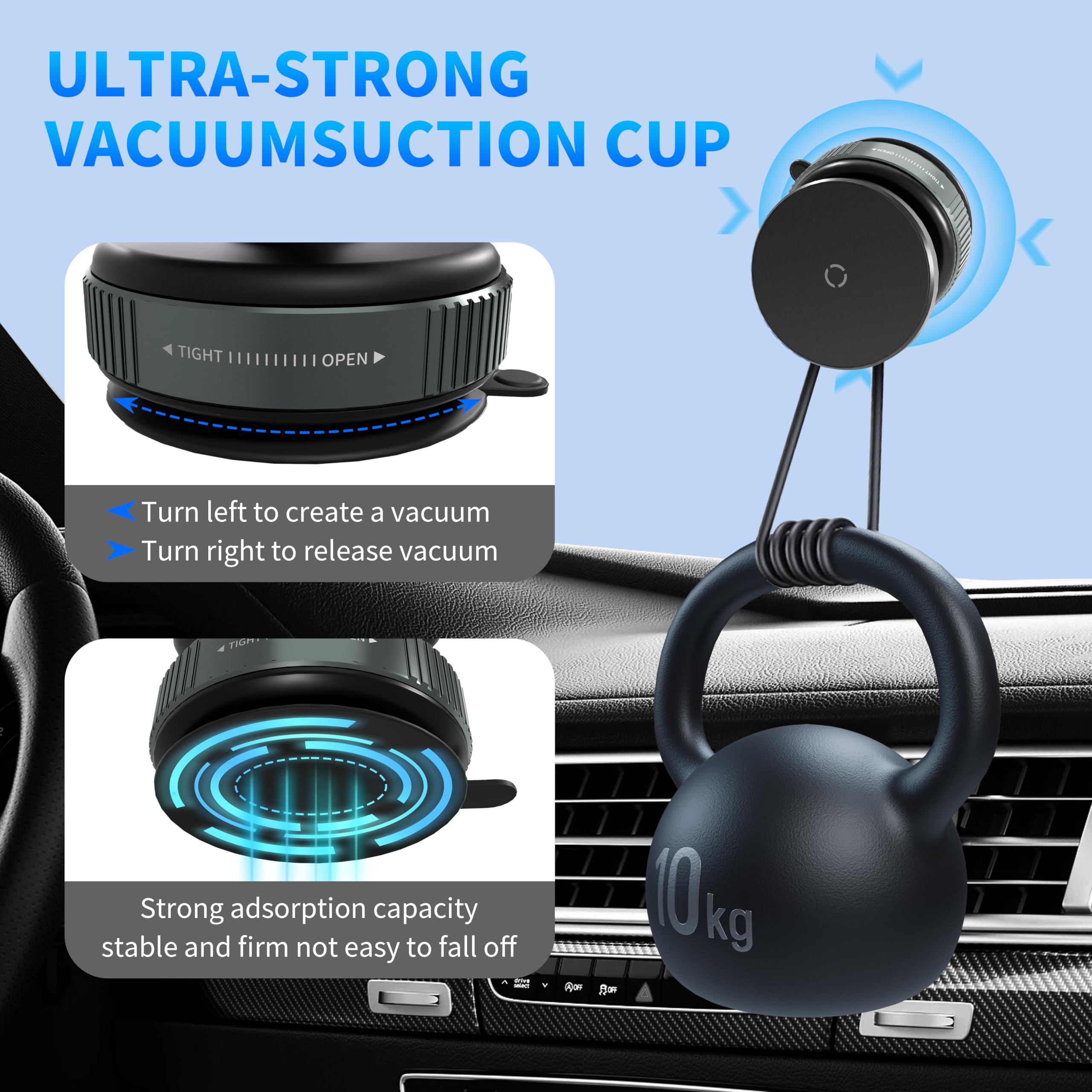 Otuoor 360 Adjustable Vacuum Magnetic Suction Cup Phone Mount, Magnetic Phone Holder For Car/Gym/Travel/Mirror/Smooth Surface, S
