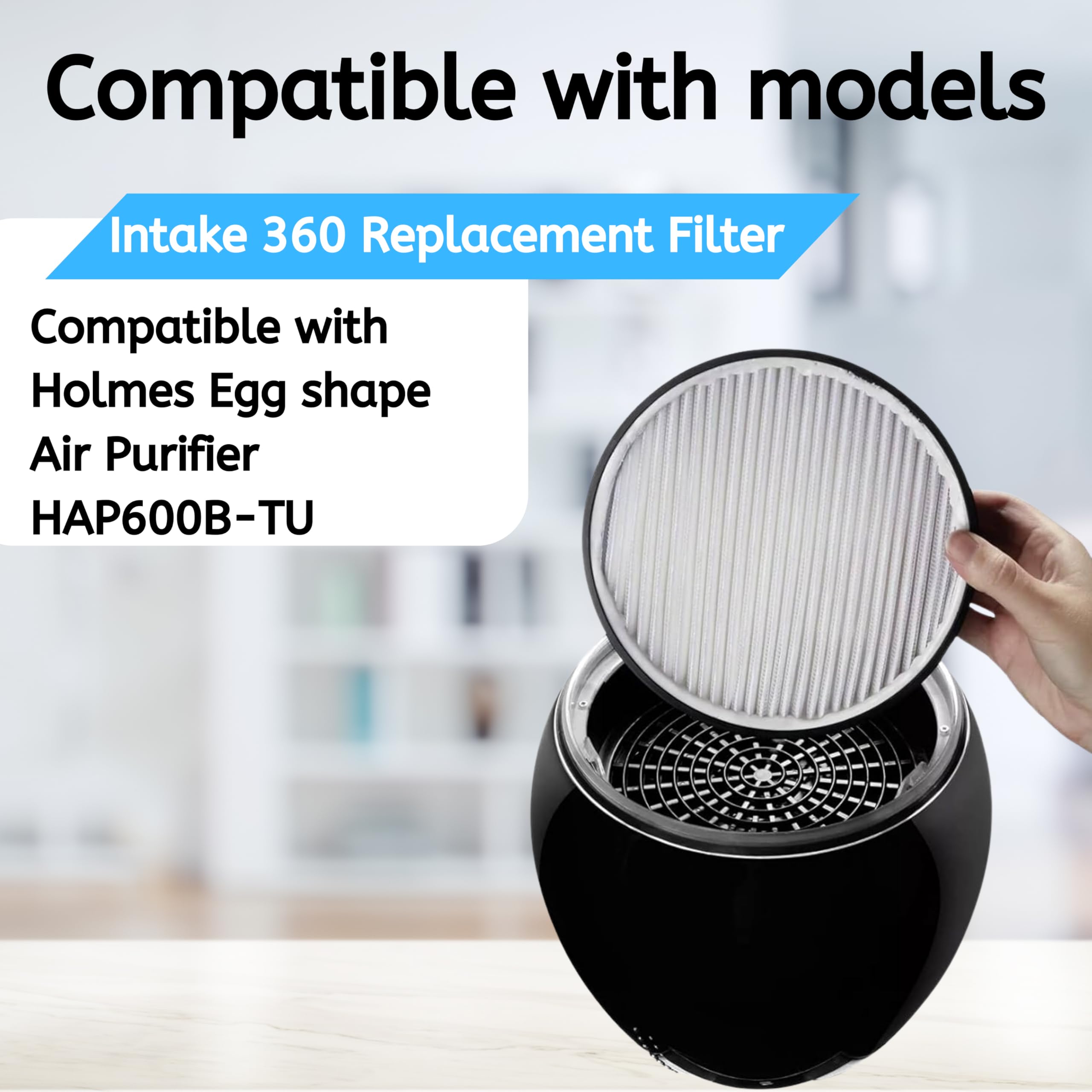 Nispira Filter Replacement For Holmes Egg Air Purifier 360 Hap600B Tu True Hepa Air Intake Removes Dust, Contaminants, 1 Pack