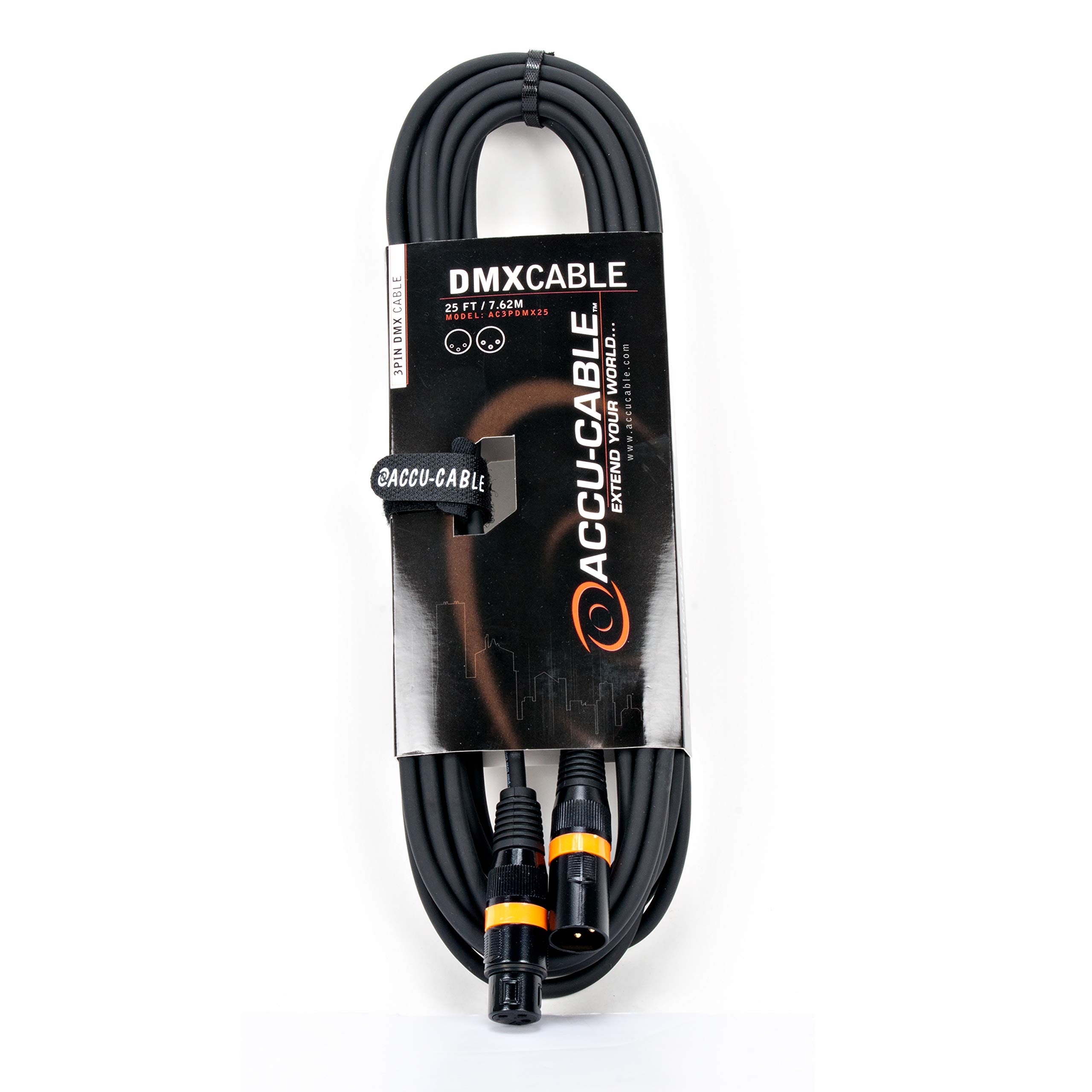 Accu Cable 25 Foot 3 Pin True Dmx Cable Rated At 110 Ohms End To End To Ensure No Signal Drop