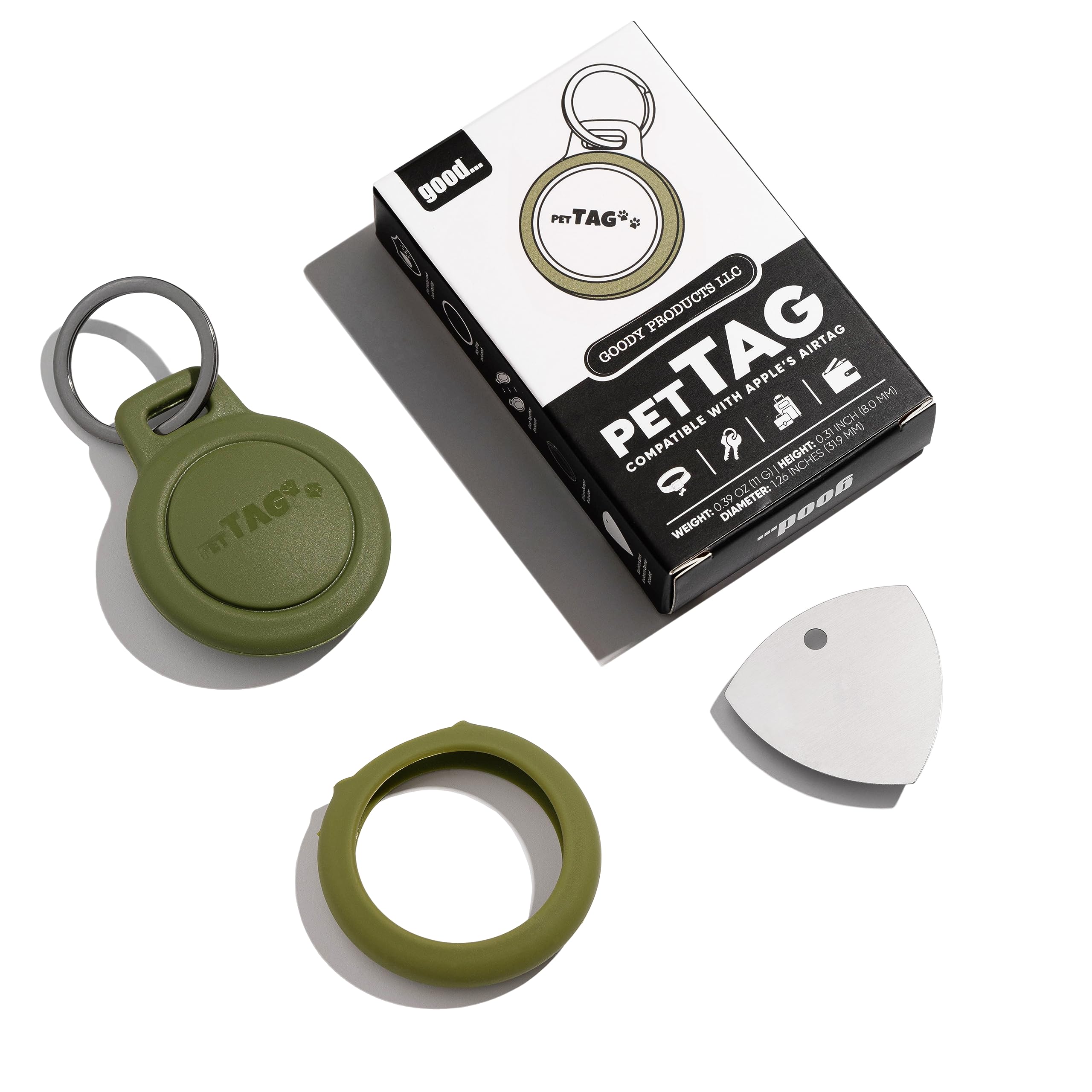Airtag Dog Tag Waterproof Pet Holder For Apple Updated Model (Green W/Bumper)