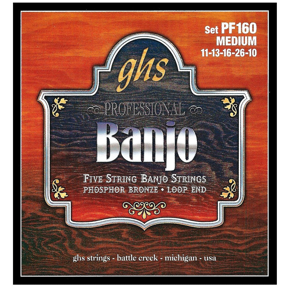 Ghs Strings Pf160 5 String Banjo Strings, Phosphor Bronze, Medium (11 26)