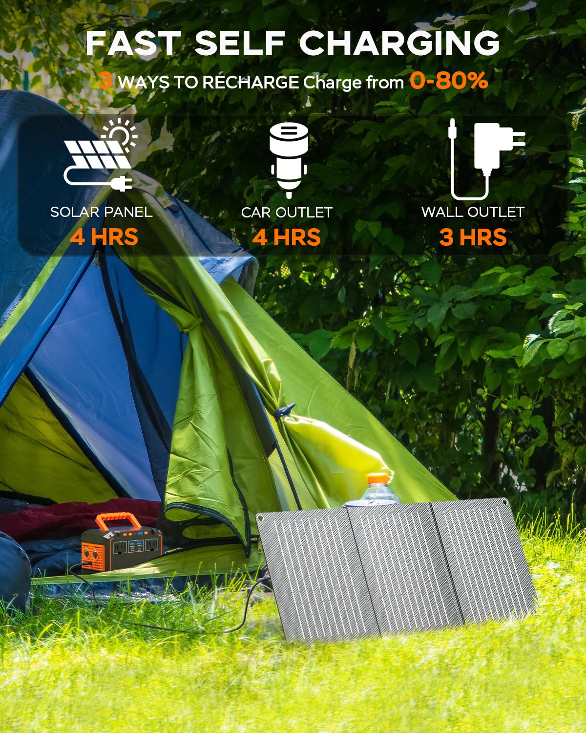 Marbero 150W Peak Solar Generator With 30W Solar Panel 111Wh Camping Portable Power Station 110V Power Bank With Ac Outlet(2*Usb