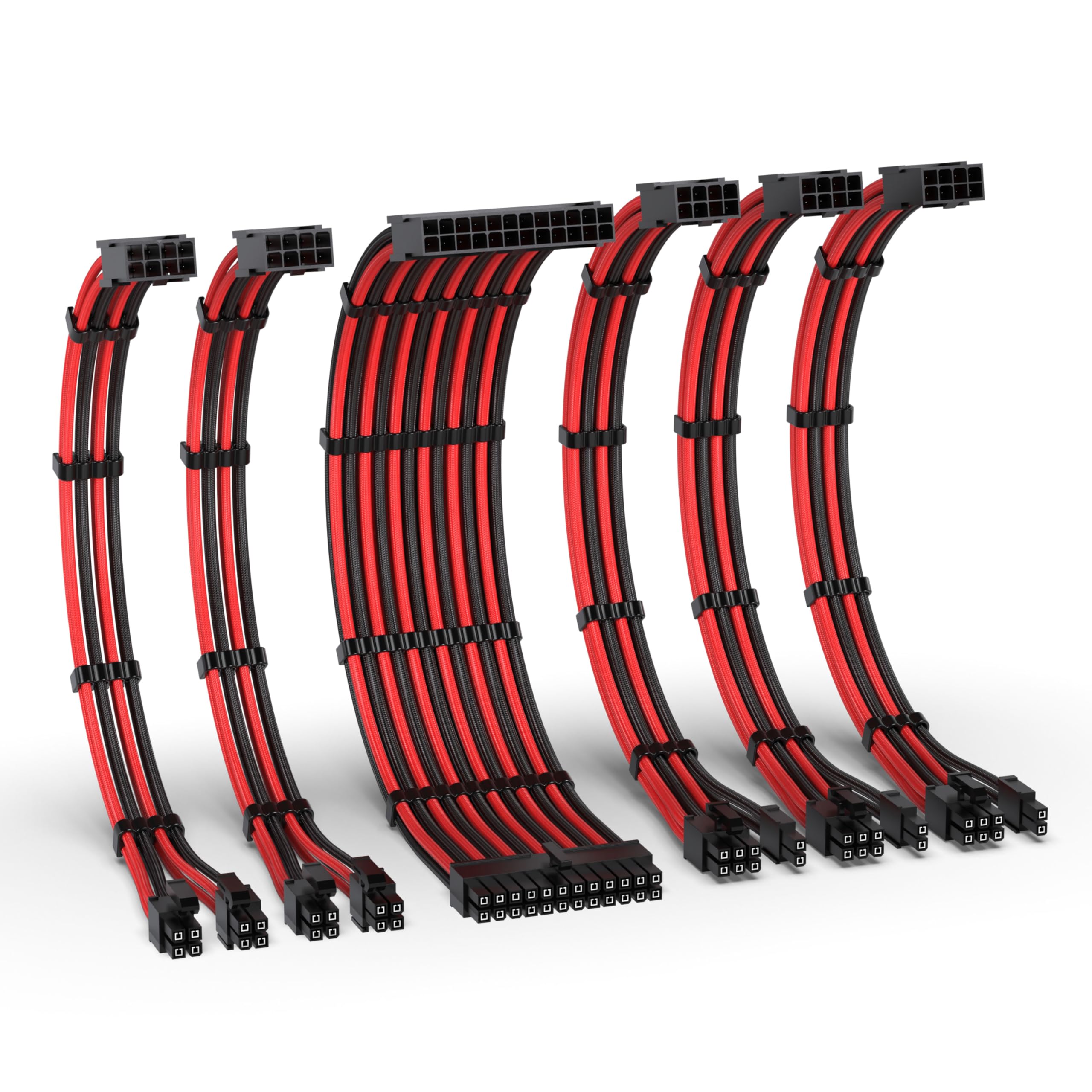 EZDIYFAB 16AWG PSU Extension Kit, 300MM, 24Pin/2xEPS/3xPCIe, Black Red