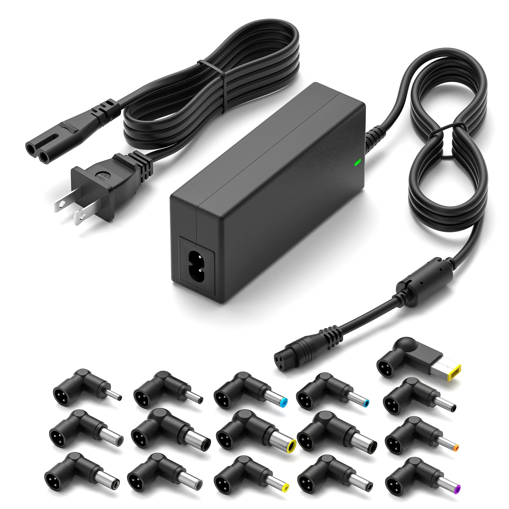 Powseed 65W Universal Laptop Charger For Dell Hp Asus Acer Samsung Toshiba Lenovo Ibm Sony Gateway Notebook Ultrabook Chromebook, Dc Output 15V 16V 18.5V 19V 19.5V 20V Power Adapter Supply Cord 65W