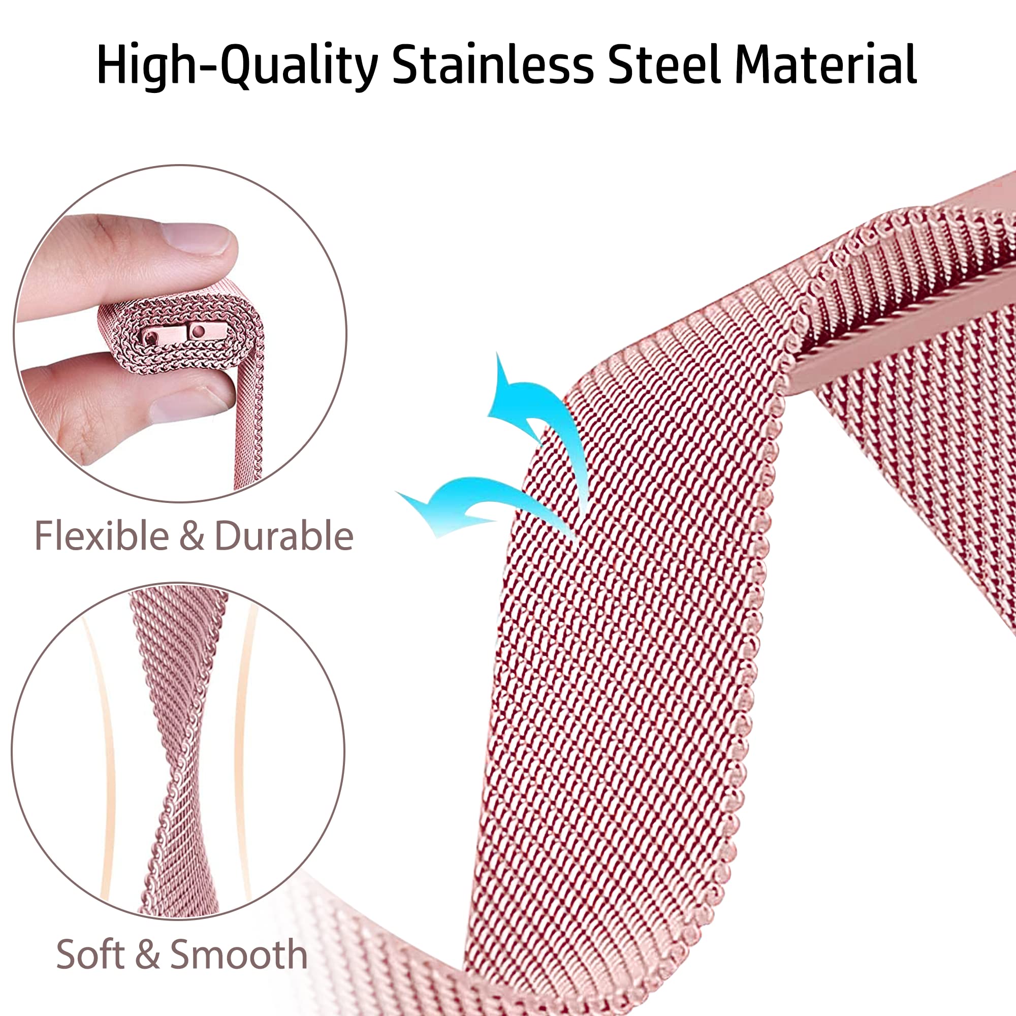 2 Packs Soft Metal Milanese Samsung Watch 4/5 Band, Mesh Loop 20Mm Super Breathable & Comfortable Band, Compatible With Samsung