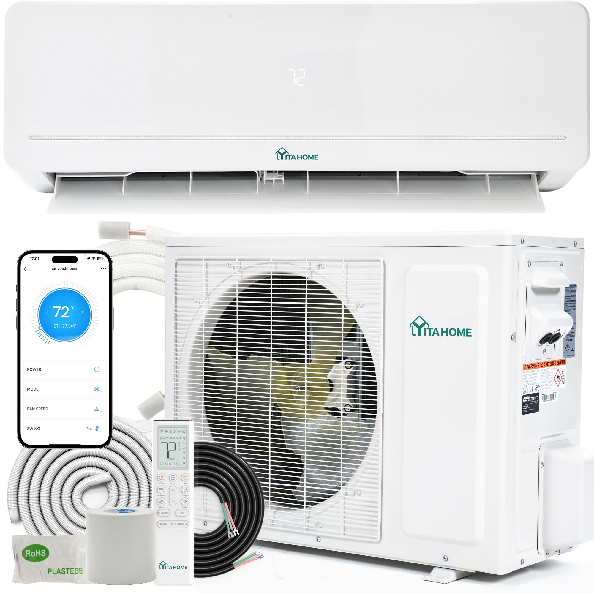 YITAHOME 24000 BTU Mini Split AC/Heating System, Ductless Mini Split Air Conditioner Heat Pump,230V 20 SEER2 Energy Efficient In