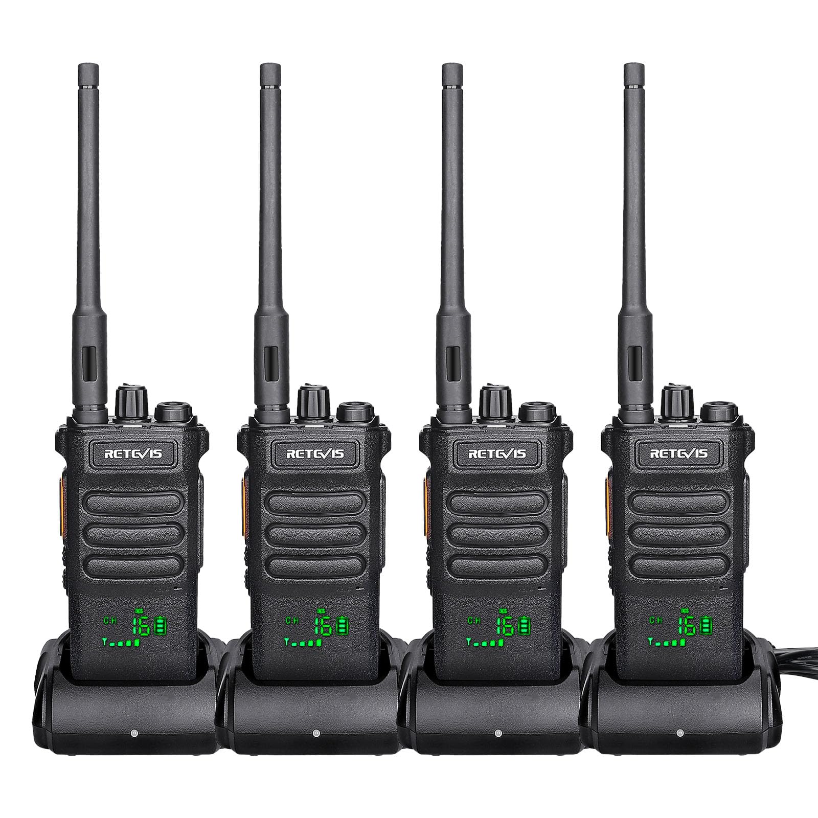 Retevis Rt86 Walkie Talkies Long Range, Heavy Duty 2 Way Radio, High Power Two Way Radio, 2600Mah, Flashlight, Anti Drop Screen, For Factory School(4 Pack)