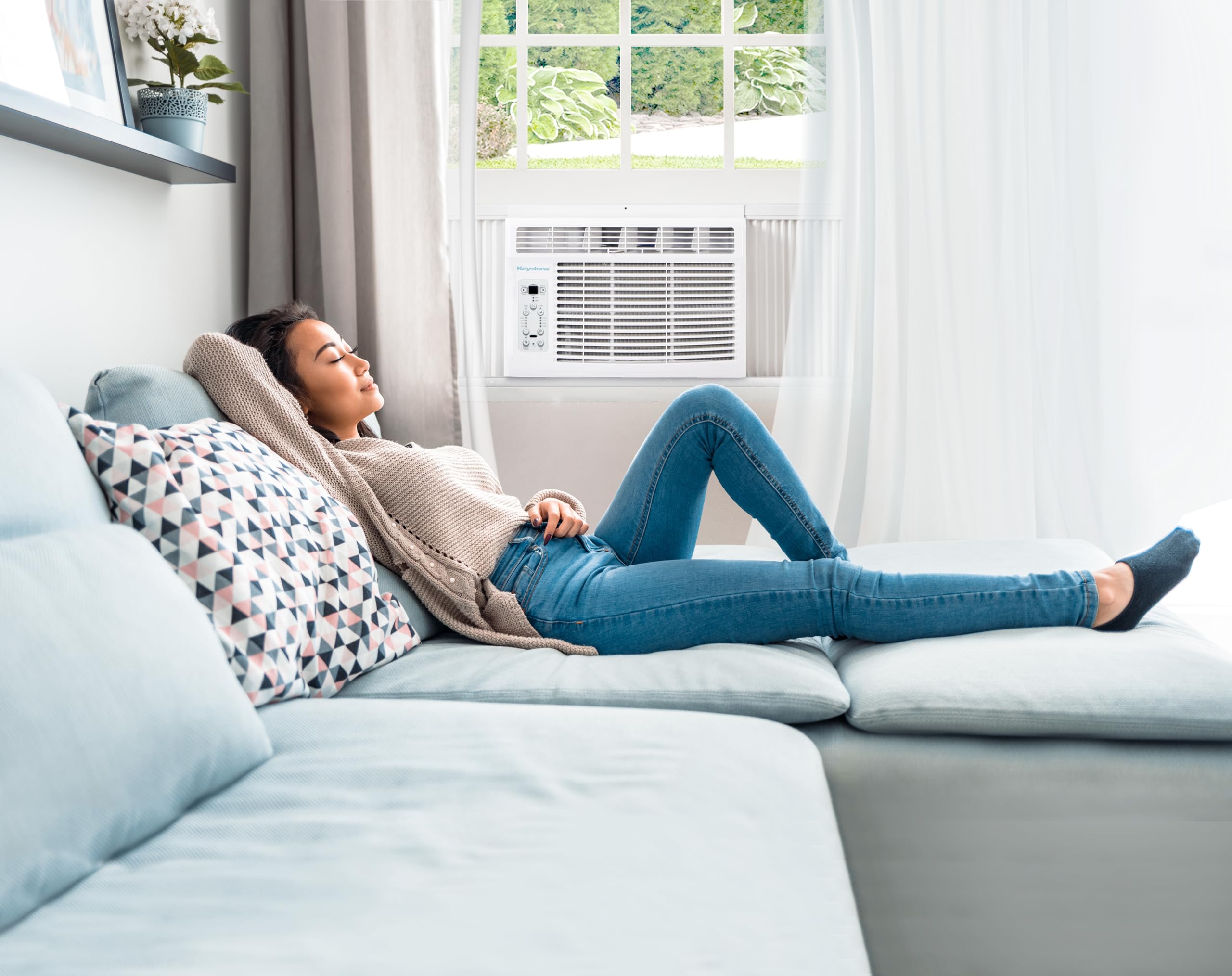 Keystone Lcd, Kstaw10Ce 10,000 Btu Window Mounted Air Conditioner Star Rating, Follow Me Remote Control, Energy Saver, Sleep Mod