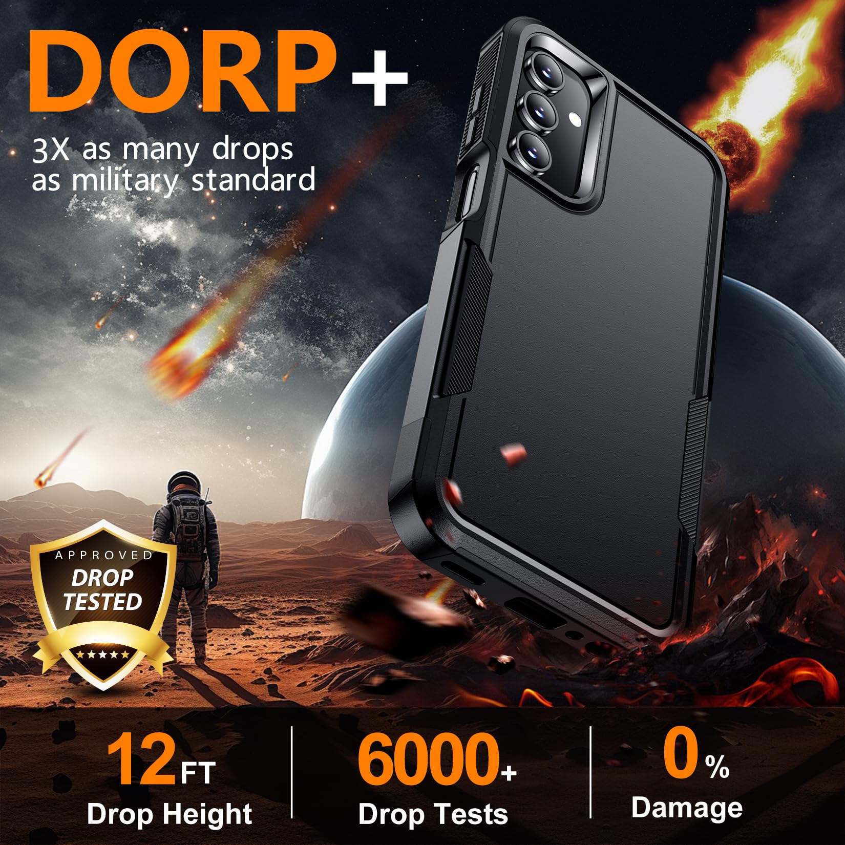 Spidercase For Samsung Galaxy A15 5G Case,[12 Ft Military Grade Drop Protection] 2 Pack [Glass Screen Protector + Camera Lens Pr