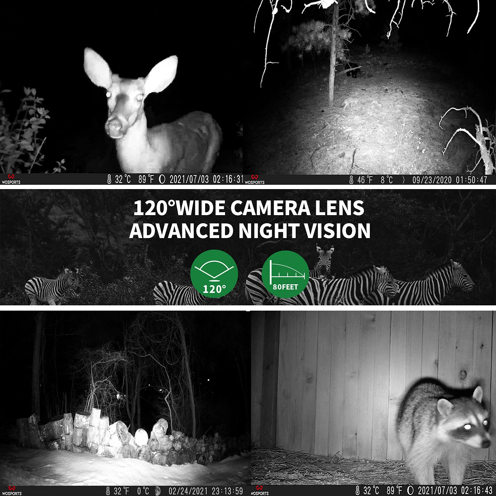 Wosports Trail Camera,36Mp 4K 0.2S Trigger Motion Activated,Game Hunting Camera With Night Vision Ip66 Waterproof 2.0''Lcd 120Wi