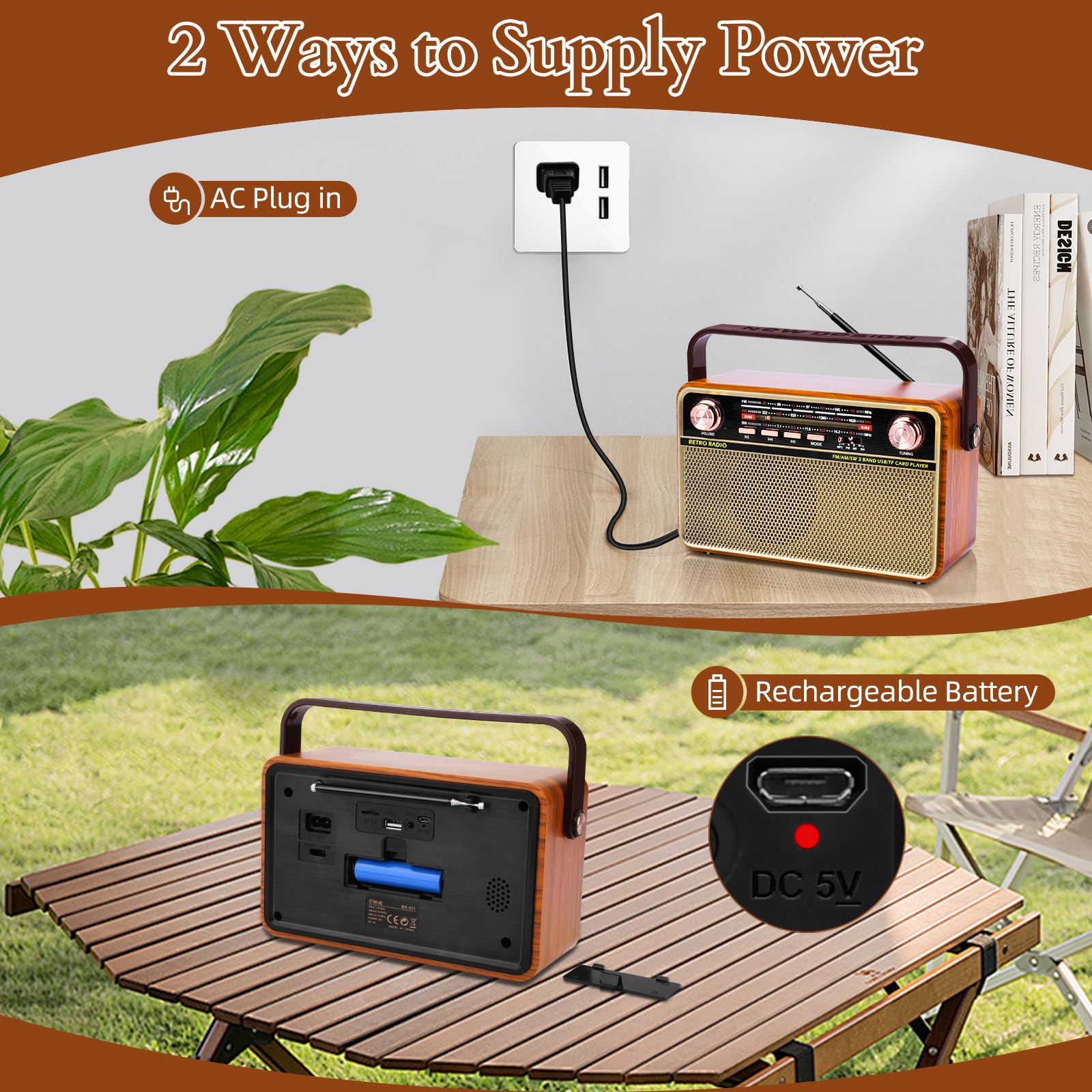 Portable Am Fm Radio, Dmyond Rechargeable Small Bluetooth Speaker Portable Radio, Shortwave Radio With, Ac, Operated Radio, Loud
