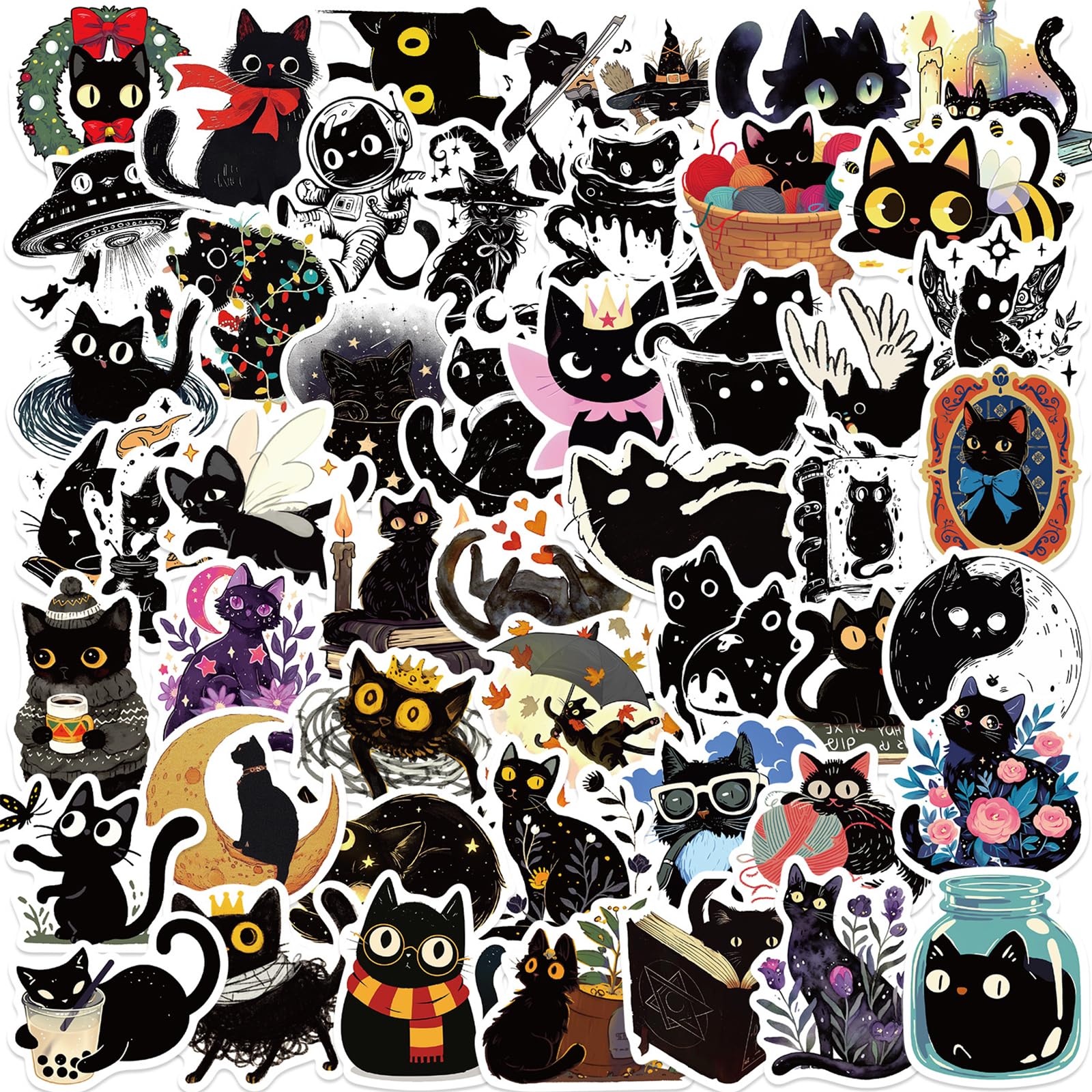 Cute Black Cat Sticker For Kid   Sticker Graphic   Cartoon Stickers For Water Bottles Laptop Cat Meme Stickers Waterproof Aesthe