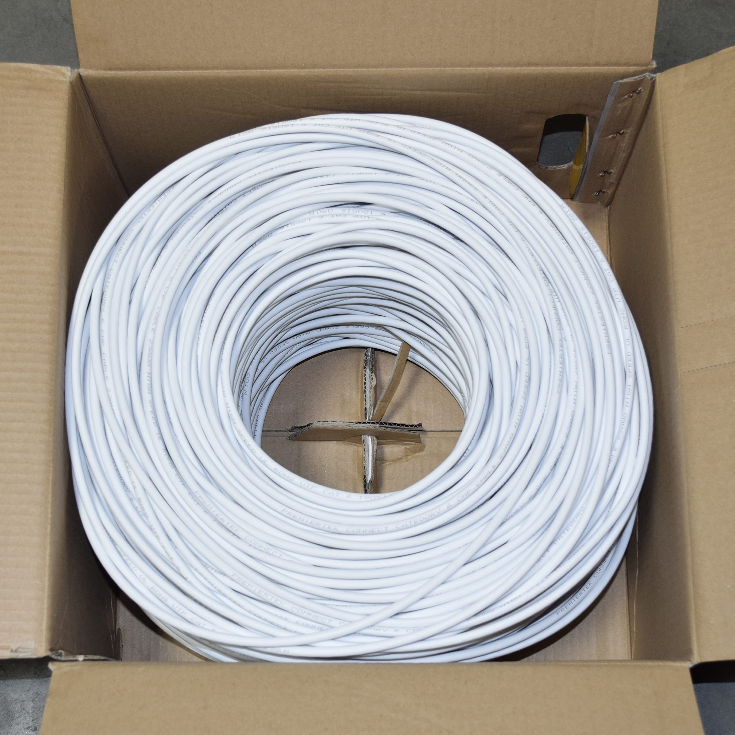 Premiertek 1000Ft Cat6 Cmp Plenum 23Awg Cca Utp 4-Pairs Premium Network Lan Cable White
