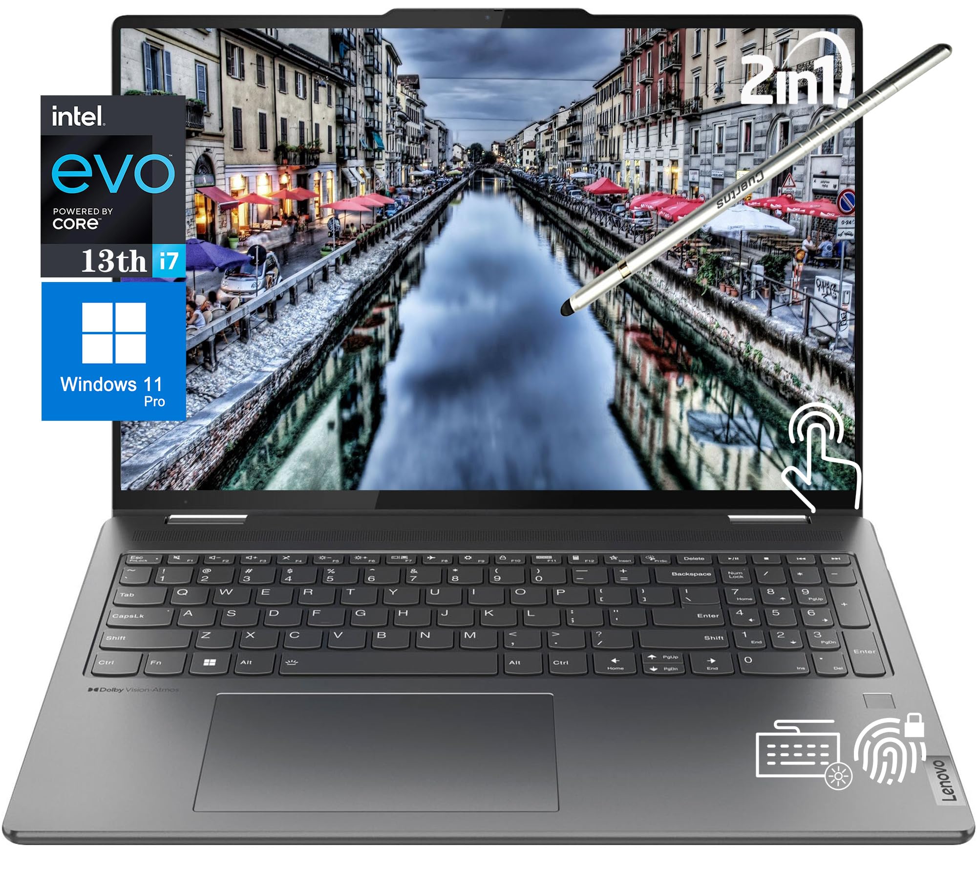 Lenovo Yoga 7i 16 2-in-1 Touchscreen Laptop, 13th Intel Evo Platform 10-Core i7-1355U, 16GB LPDDR5 RAM, 1TB SSD, Intel Iris Xe G
