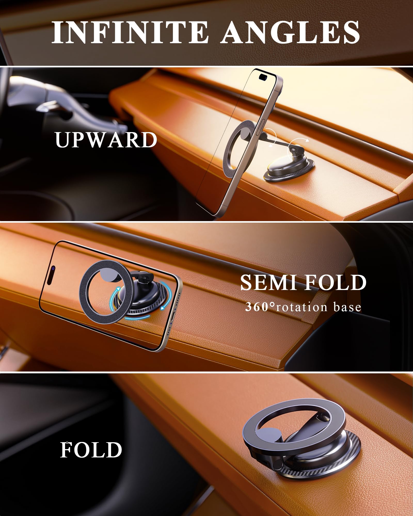 Jdhdl For Magsafe Car Mount, 360 Adjustable 2300Gf Strong Magnetic Phone Holder For Car, Dashboard Metal Car Mount For Iphone 16