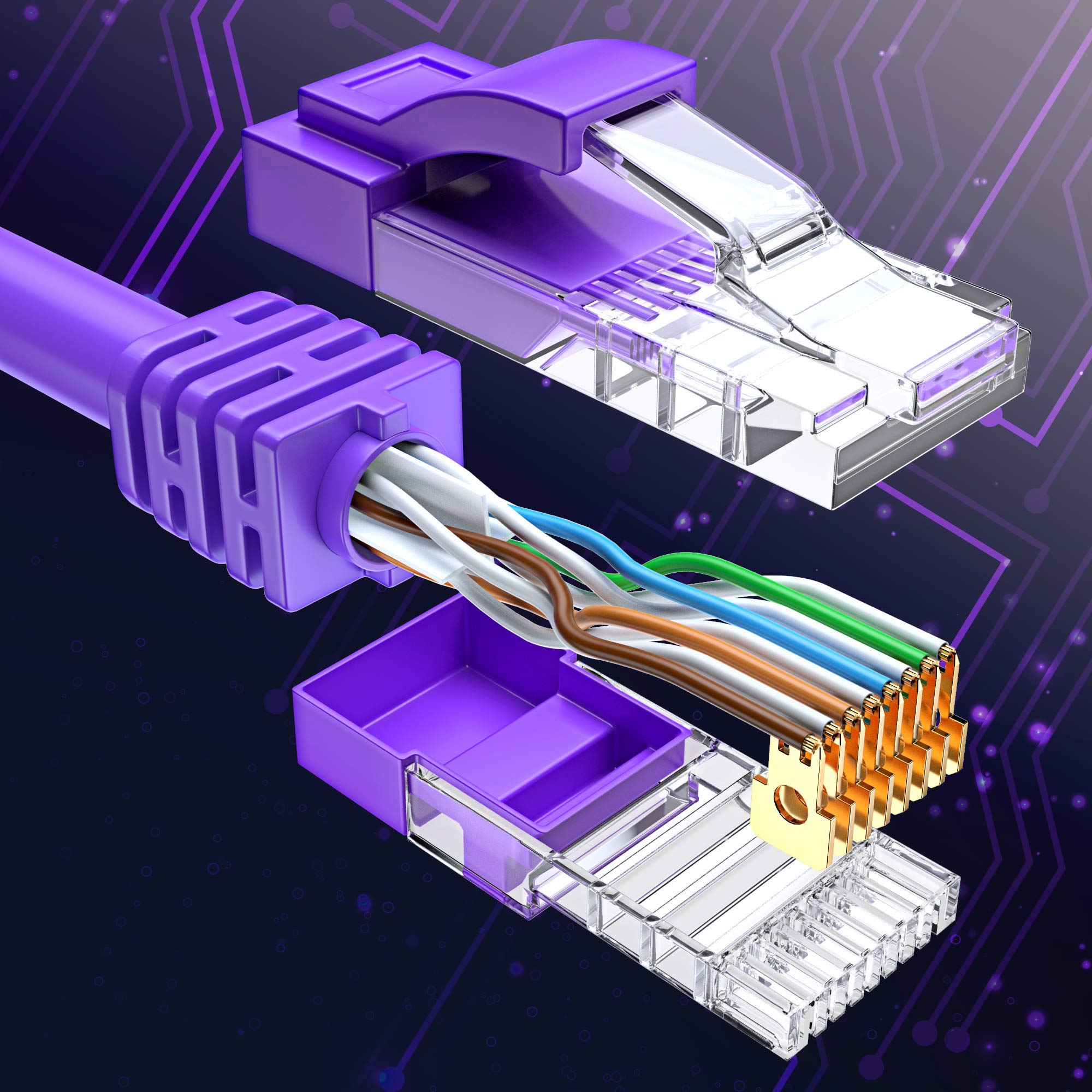 Maximm Cat 6 Ethernet Cable 250 Ft, 100% Pure Copper, Cat6 Cable Lan Cable, Internet Cable, Patch Cable And Network Cable   Utp (Purple) 250 Feet