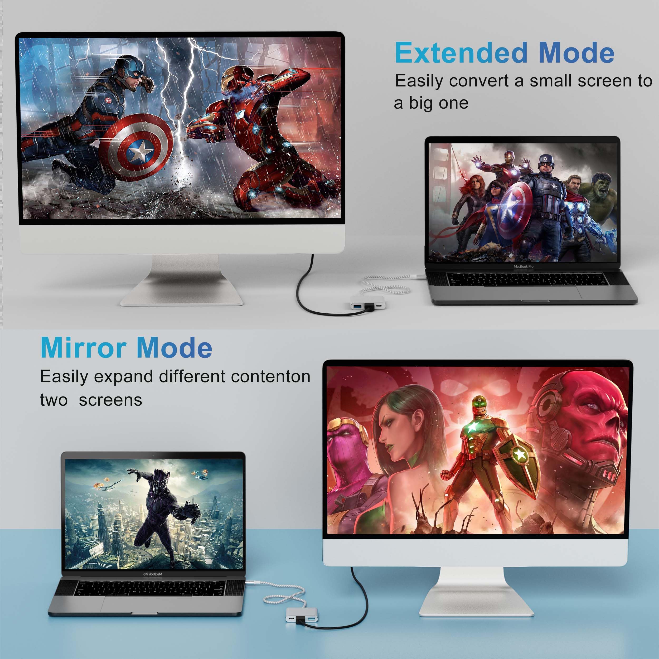 Battony Usb C To 4K Hdmi Digital Av Adapter For Macbook Pro/Air, Usb 3.0 5Gbps Date Transfer &100W Pd & 50Cm Braided Cable, Comp