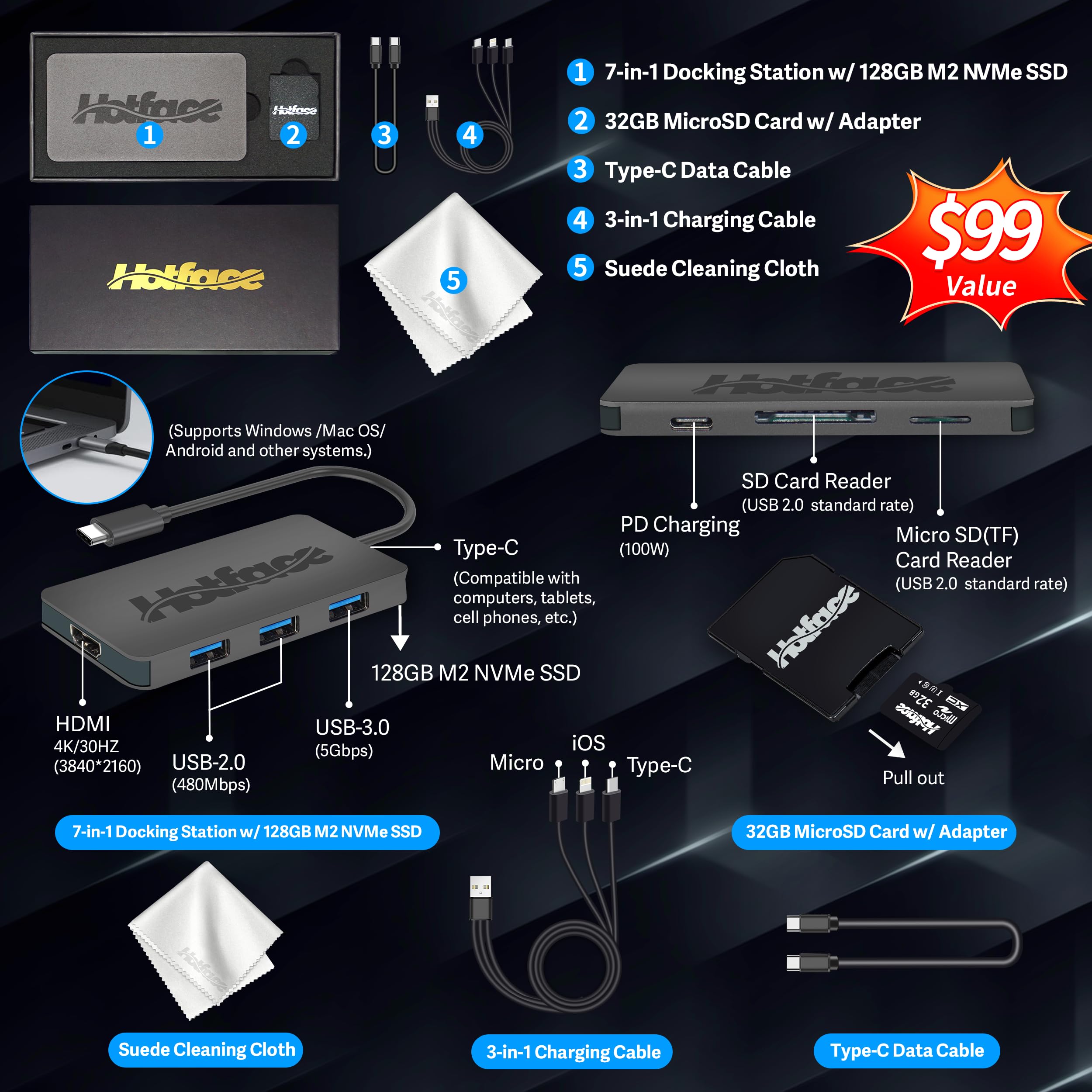 Hp Stream 14'' Hd Laptop, Intel Celeron N150, 32Gb Ram, 288Gb Storage (128Gb Ufs + 160Gb Ssd Docking Station Set), Intel Uhd Gra